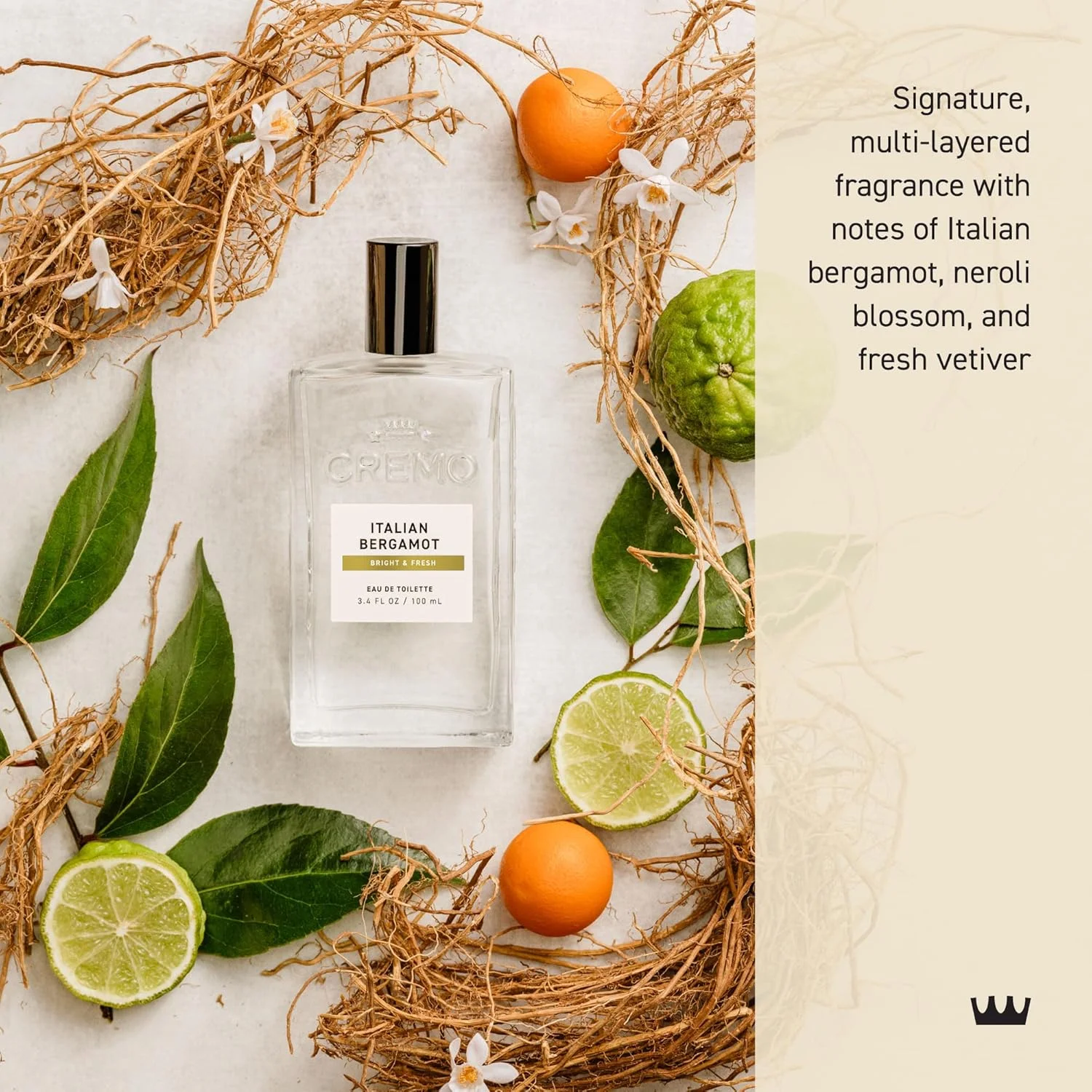 ادکلن مردانه کرمو - اسپری ادکلن مردانه ترنج ایتالیایی، ترکیبی از ترنج ایتالیایی، شکوفه نرولی و وتیور تازه، عطرهای چند لایه و خاص مردانه، 100 میلی لیتر