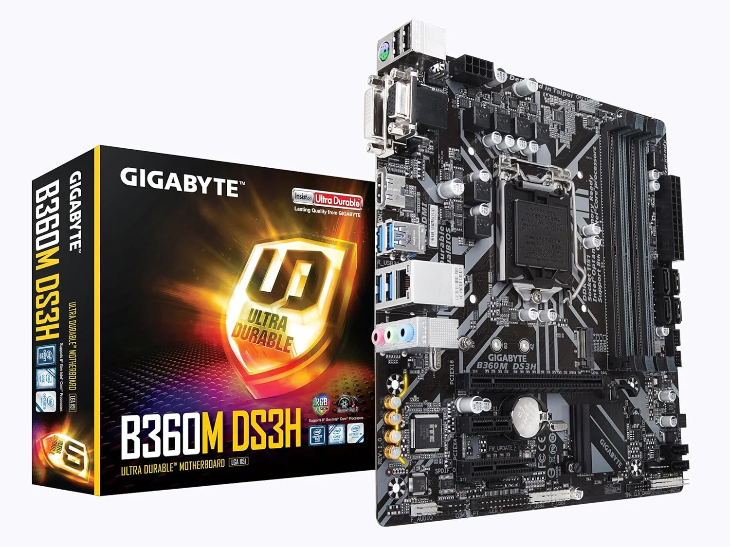 مادربرد GIGABYTE B360M DS3H (LGA1151/Intel/Micro ATX/USB 3.1 Gen 1 (USB3.0) Type A/DDR4)