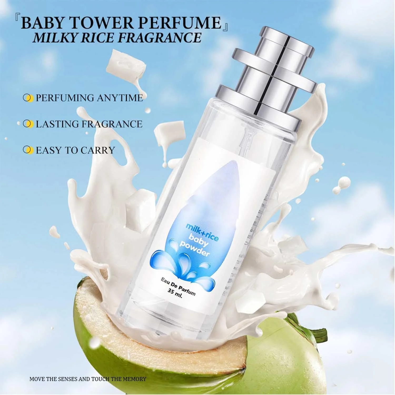 عطر پودر بچه با ماندگاری طولانی، عطر برج کودک با رایحه ای تازه و سبک، رطوبت و رایحه ماندگار - هدیه ای برای زنان، رایحه ملایم پودر بچه و گل، 35 میلی لیتر