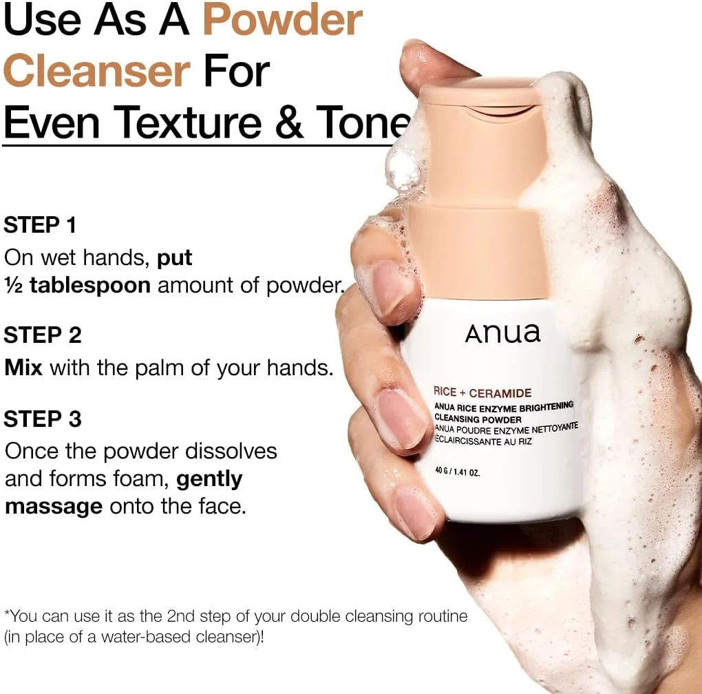 پودر پاک کننده روشن کننده آنزیم برنج ANUA، ماسک برنج، سرامید، شستشوی ملایم صورت برای روشن و درخشان کردن پوست، پاک کننده صورت برای پوست خشک، مراقبت از پوست کره ای، بدون عطر، 40 گرم پودر پاک کننده روشن کننده آنزیم برنج ANUA، ماسک برنج، سرامید، شستشوی ملایم صورت برای روشن و درخشان کردن پوست، پاک کننده صورت برای پوست خشک، مراقبت از پوست کره ای، بدون عطر، 40 گرم