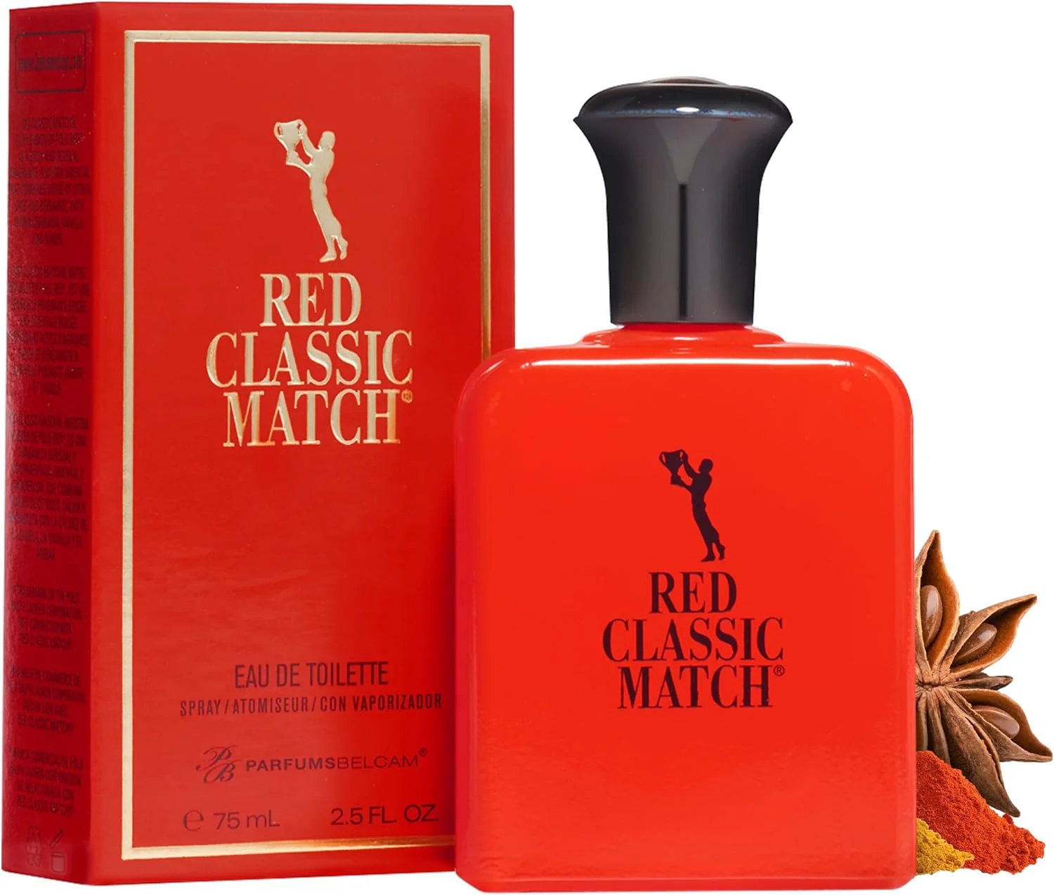 ادکلن مردانه PB ParfumsBelcam Red Classic Match - رایحه تند، چوبی و کهربایی، ماندگاری بالا، جایگزین مقرون به صرفه، رایحه خاص - 75 میلی لیتر