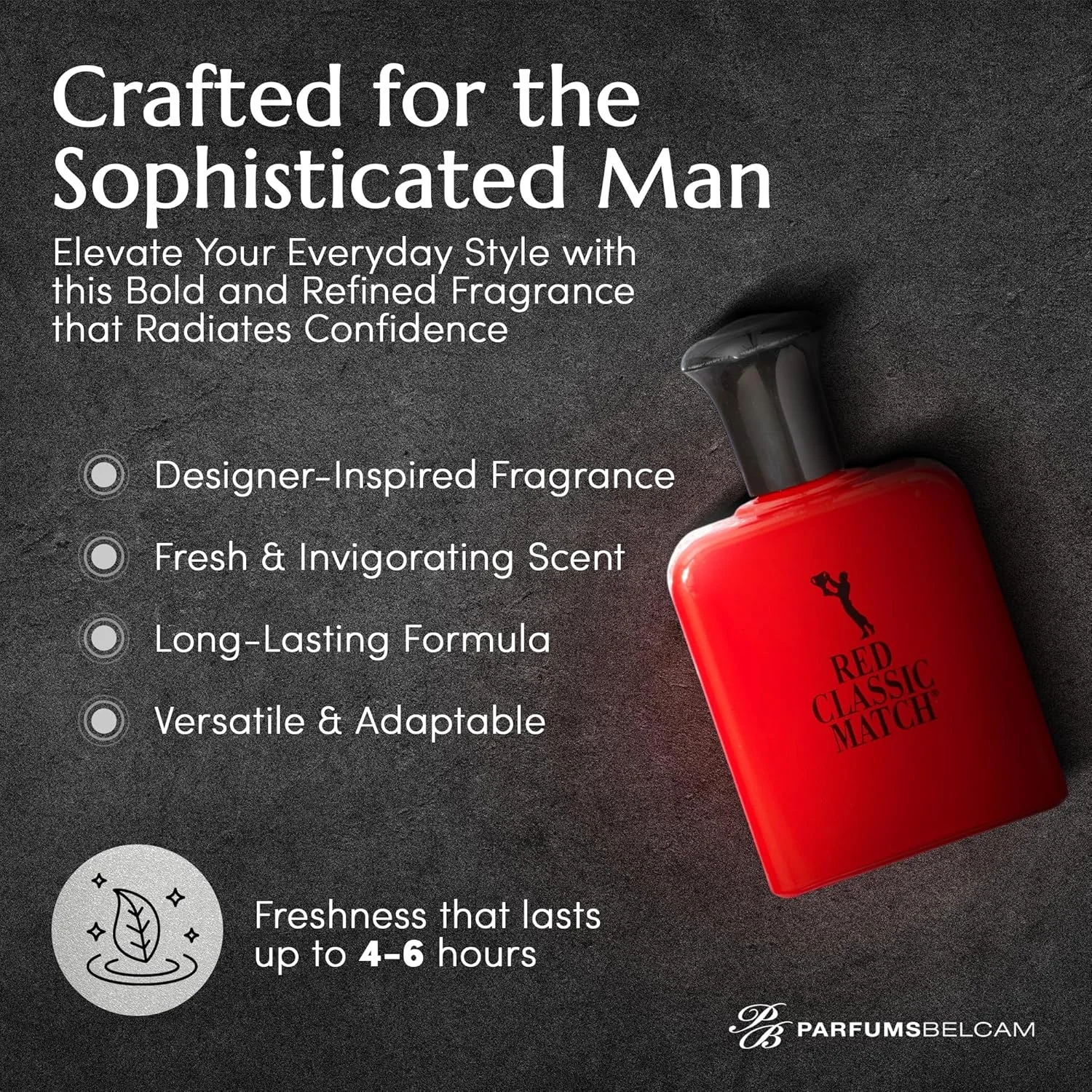 ادکلن مردانه PB ParfumsBelcam Red Classic Match - رایحه تند، چوبی و کهربایی، ماندگاری بالا، جایگزین مقرون به صرفه، رایحه خاص - 75 میلی لیتر