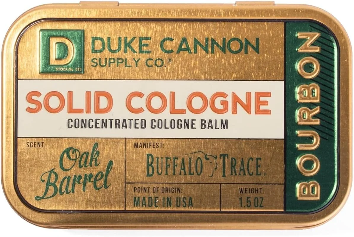 بالم ادکلن جامد Duke Cannon Supply Co. - رایحه بوربن (رایحه بوربن Buffalo Trace) (42.5 گرم) بالم متمرکز ادکلن مردانه - رایحه گرم، چوبی و بشکه بلوط، مسیر بوربن