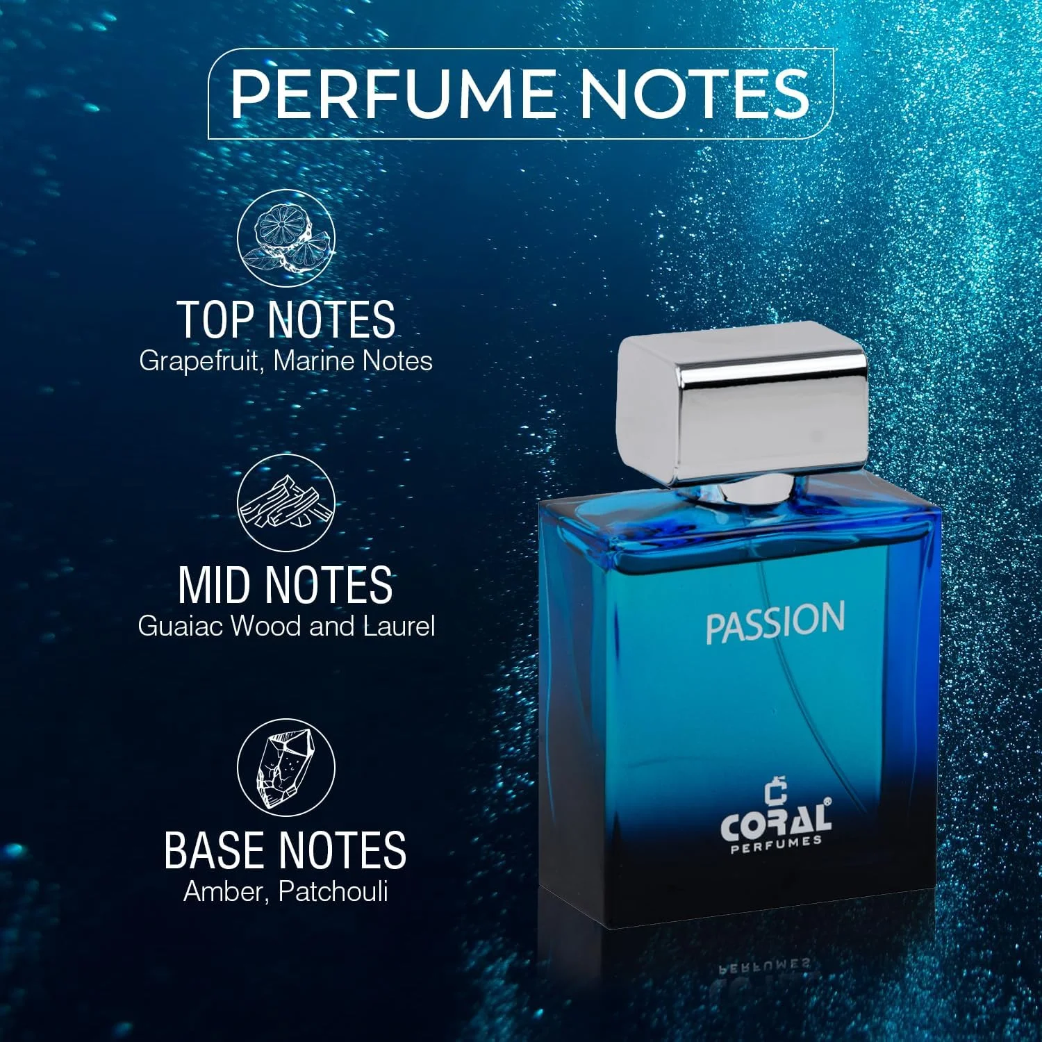 عطر کورال پشن مردانه - ۱۰۰ میلی لیتر | ادو پرفیوم | رایحه مردانه جسورانه و فریبنده | رایحه ماندگار با مرکبات، ادویه جات و نت های چوبی
