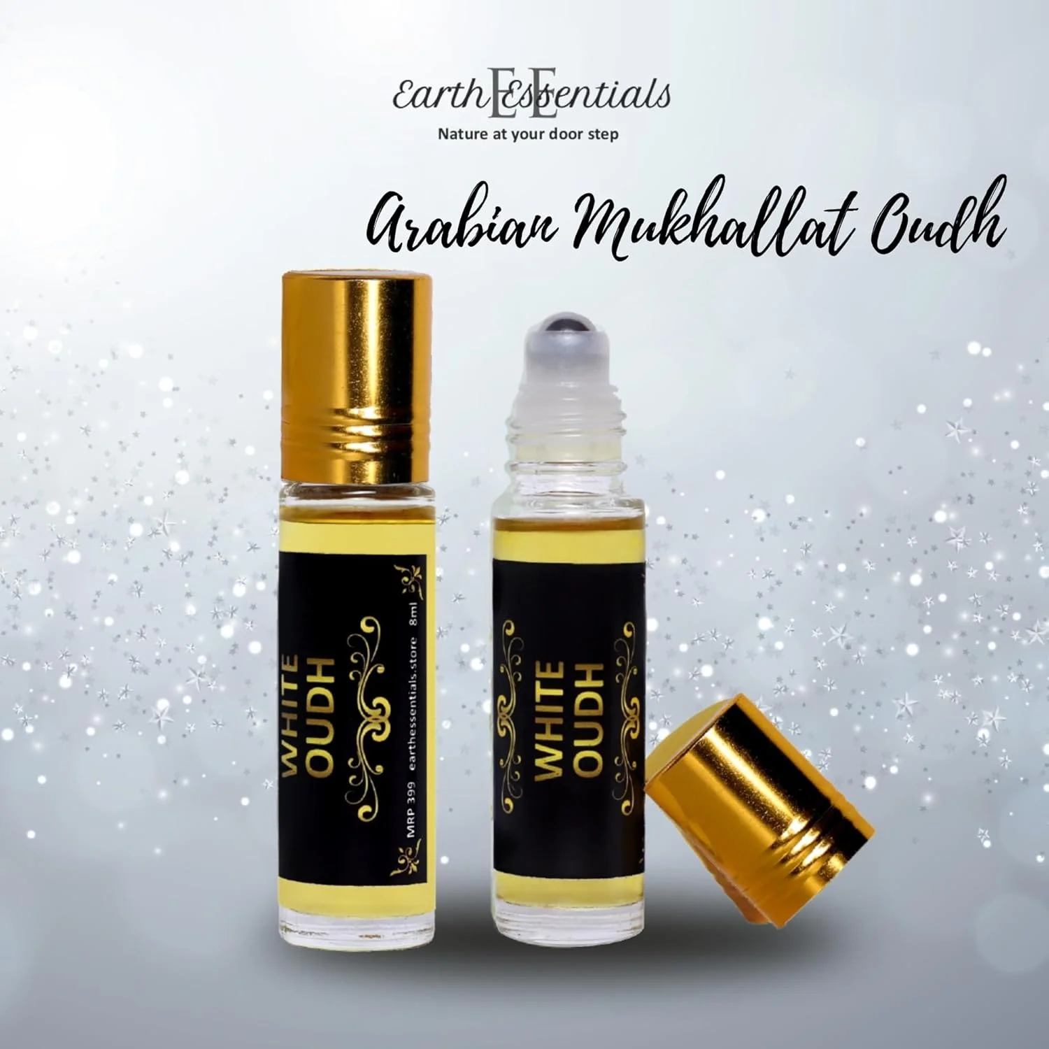 عطر رولی مُخلّط عود سفید Earth Essentials، بدون الکل، رایحه لوکس ماندگار با رایحه مرکبات، چوب سدر و نت های عود تند، رایحه مردانه، بی خطر برای پوست، 8 میلی لیتر، بسته 1 عددی