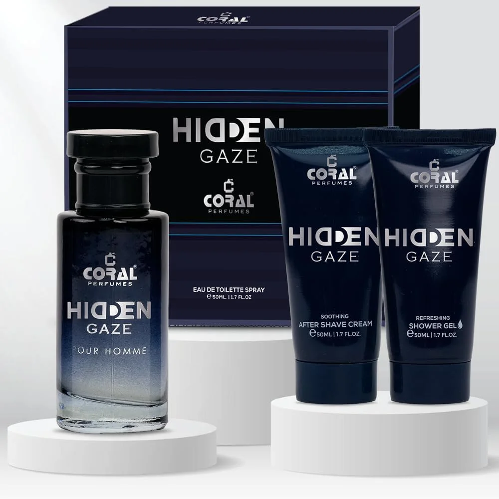 ست هدیه مردانه کورال هیدن گیز پور هوم | ادو تویلت، افتر شیو و ژل دوش (هر کدام 50 میلی لیتر) | رایحه ای تازه و مردانه