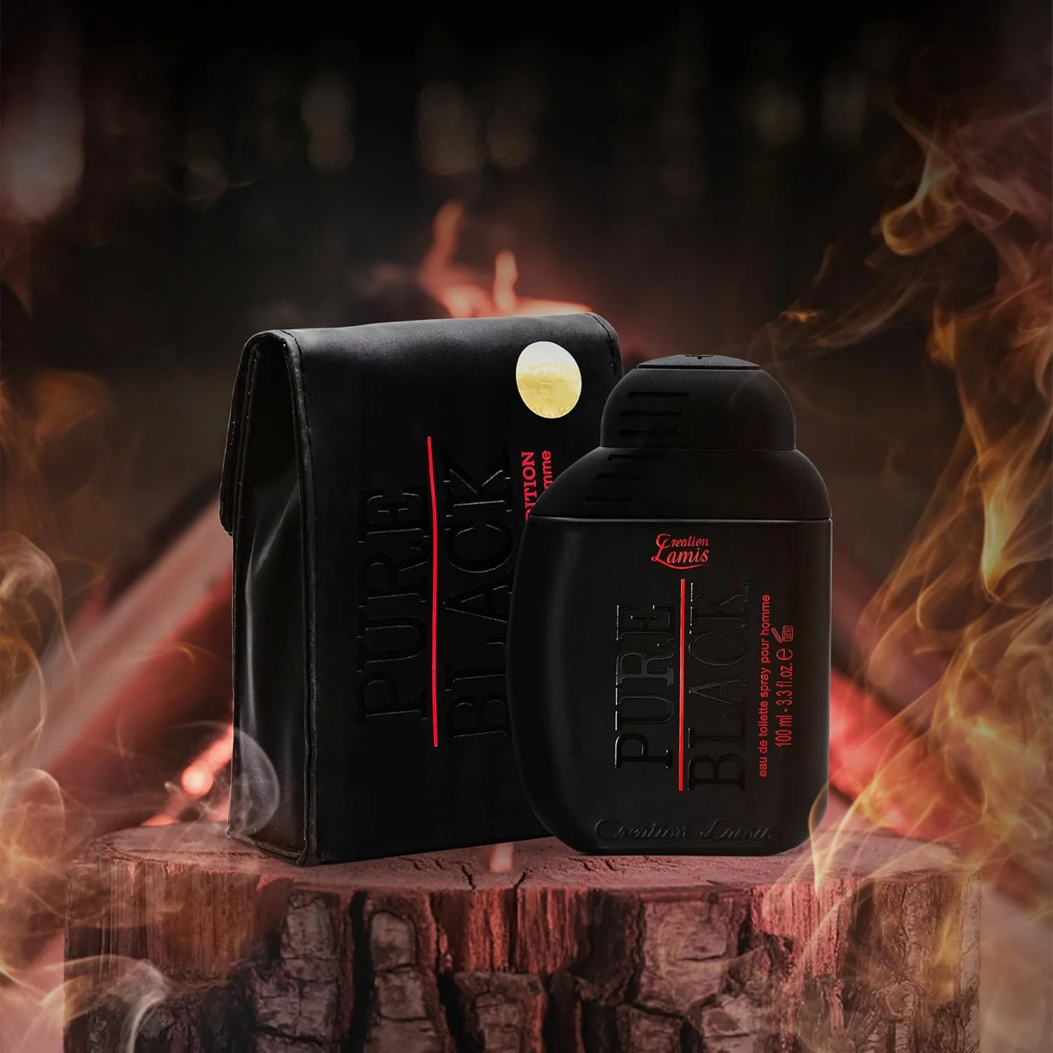 ادکلن مردانه Creation Lamis Pure Black، فوژه، میوه ای و چوبی، رایحه ماندگار مردانه، عطر بدن مردانه - 100 میلی لیتر