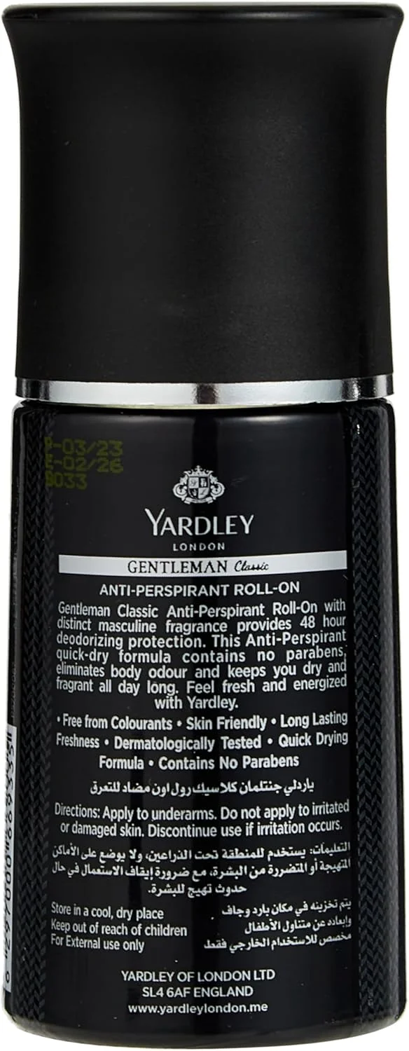 رول ضد تعریق سه عددی یاردلی لندن - 3X50ml (2 جنتلمن کلاسیک + 1 جنتلمن الیت) - رایحه های کلاسیک مردانه