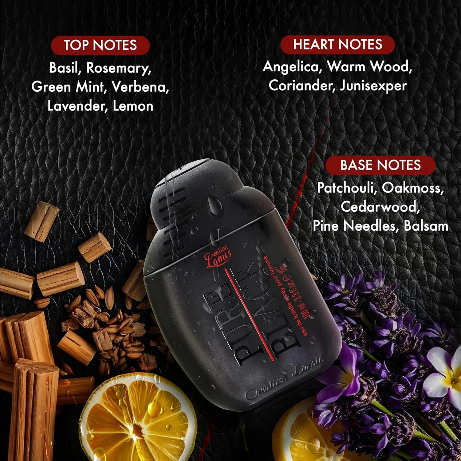 ادکلن مردانه Creation Lamis Pure Black، فوژه، میوه ای و چوبی، رایحه ماندگار مردانه، عطر بدن مردانه - 100 میلی لیتر