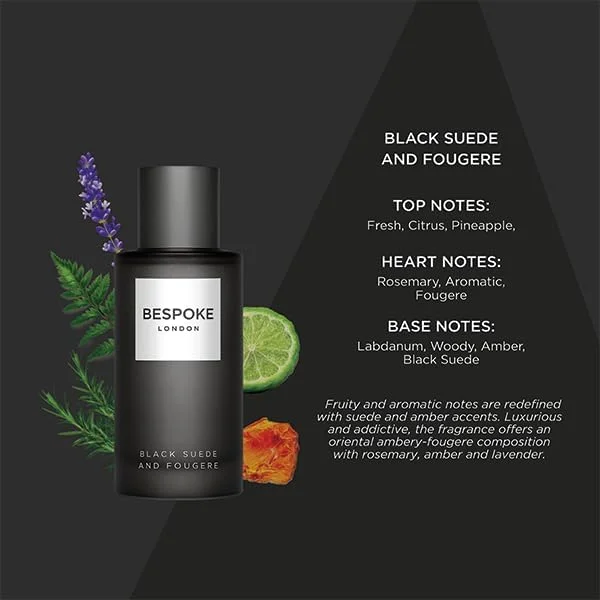 ادکلن مردانه بِسپوک لندن Black Suede & Fougère Eau De Parfum | ۱۰۰ میلی لیتر | رایحه ای ملایم، معطر و مردانه | ماندگاری طولانی و رایحه ای شیک