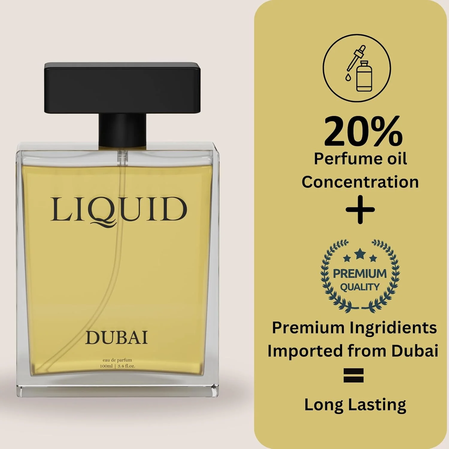 عطر مردانه LIQUID Luxury Dubai حجم 100 میلی لیتر - رایحه ممتاز با ماندگاری طولانی، هدیه لوکس مردانه با رایحه های چوبی، ادویه ای و عود