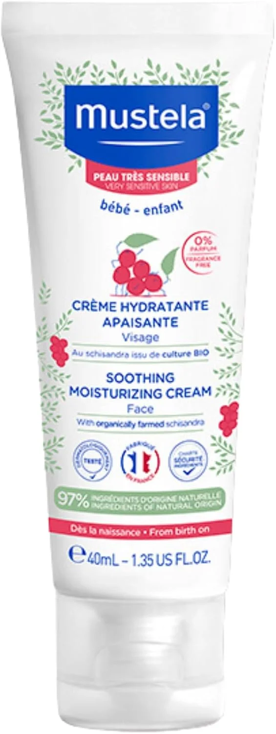 کرم مرطوب کننده تسکین دهنده صورت کودک موستلا - مرطوب کننده صورت برای پوست های بسیار حساس - حاوی آووکادو طبیعی و عصاره شیزاندرا - بدون عطر - 40 میلی لیتر کرم مرطوب کننده تسکین دهنده صورت کودک موستلا - مرطوب کننده صورت برای پوست های بسیار حساس - حاوی آووکادو طبیعی و عصاره شیزاندرا - بدون عطر - 40 میلی لیتر