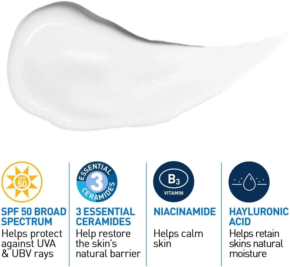 لوسیون مرطوب کننده صورت سراوی AM با SPF50 مناسب پوست نرمال تا خشک 52 میلی لیتر لوسیون مرطوب کننده صورت سراوی AM با SPF50 مناسب پوست نرمال تا خشک 52 میلی لیتر