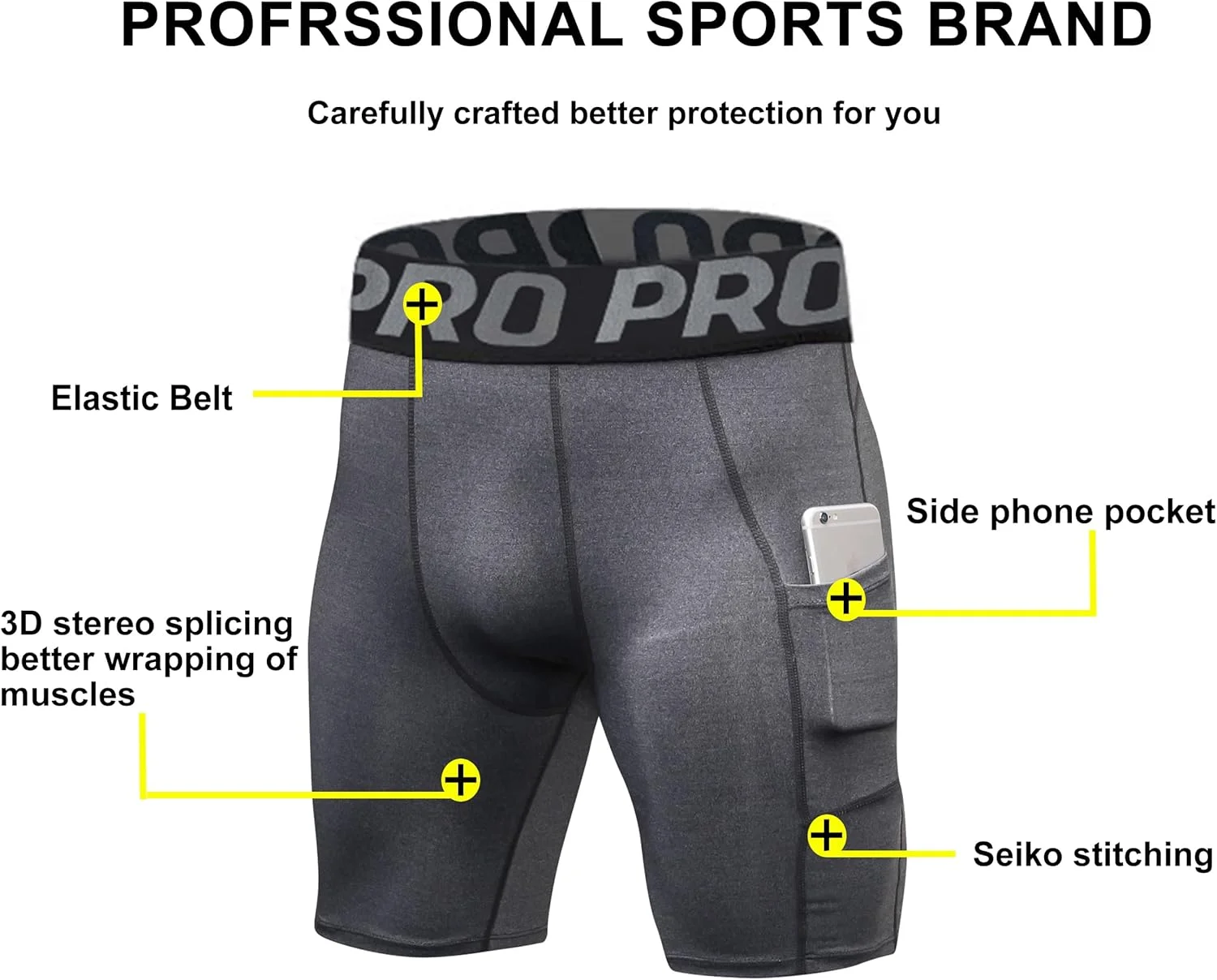 ست ۳ عددی شورت ورزشی مردانه، شلوارک ورزشی کوتاه، خشک‌شونده سریع، تنفسی، شلوارک دوچرخه‌سواری مردانه، شلوار ورزشی تابستانی مردانه، لباس زیر عملکردی با جیب