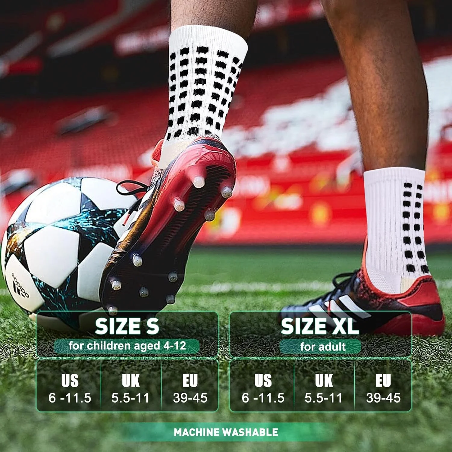 جوراب‌های ورزشی چسبنده مردانه و پسرانه، ضد لغزش برای فوتبال، بسکتبال، هاکی، راگبی - 4 جفت