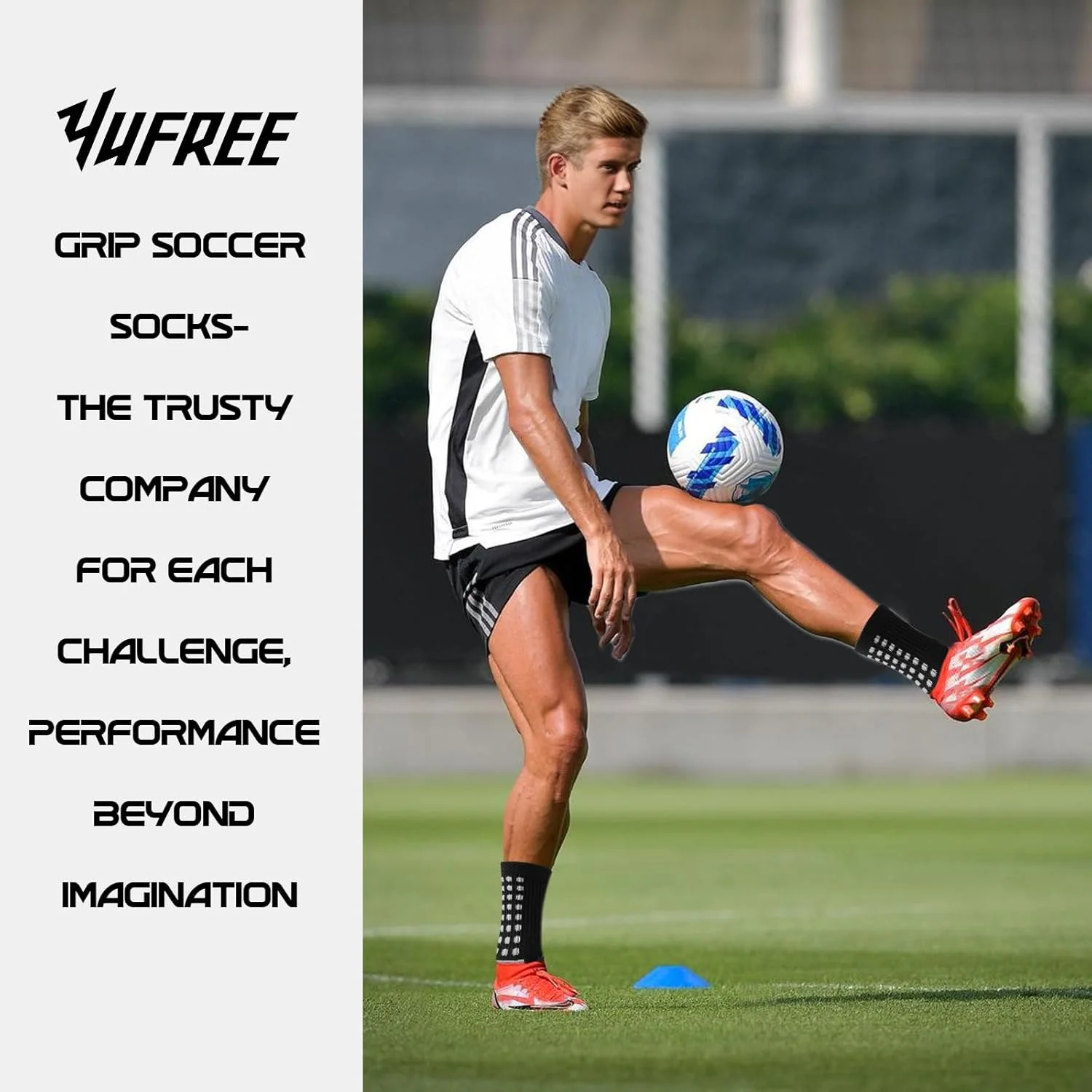 جوراب ورزشی مردانه یوفری گریپ ضد لغزش مناسب فوتبال، بسکتبال و سایر ورزش ها، 4 جفت