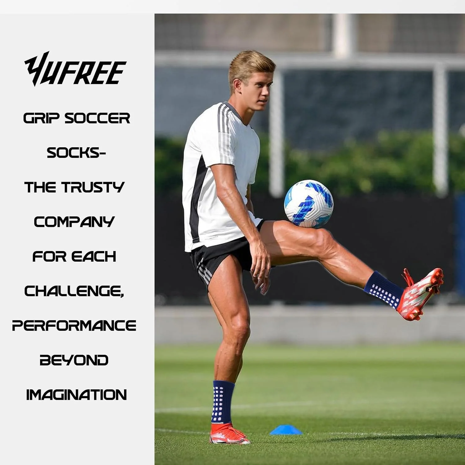 جوراب‌های ورزشی مردانه Yufree ضد لغزش مناسب فوتبال، بسکتبال و سایر ورزش‌ها، 4 جفت