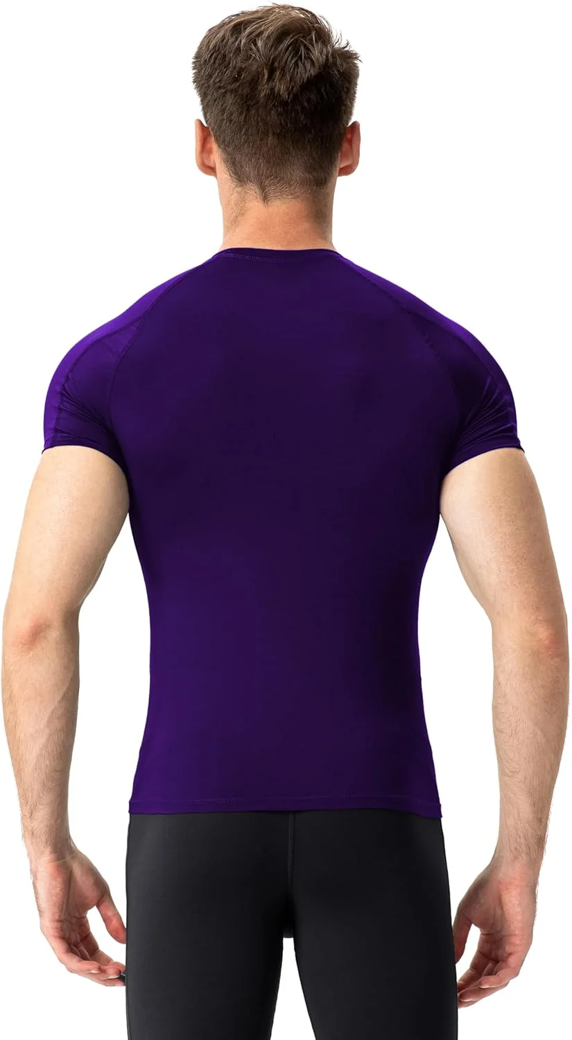 تی‌شرت ورزشی آستین کوتاه مردانه Yuerlian، مناسب تمرین، دویدن، خشک‌شونده سریع، لایه پایه باشگاه