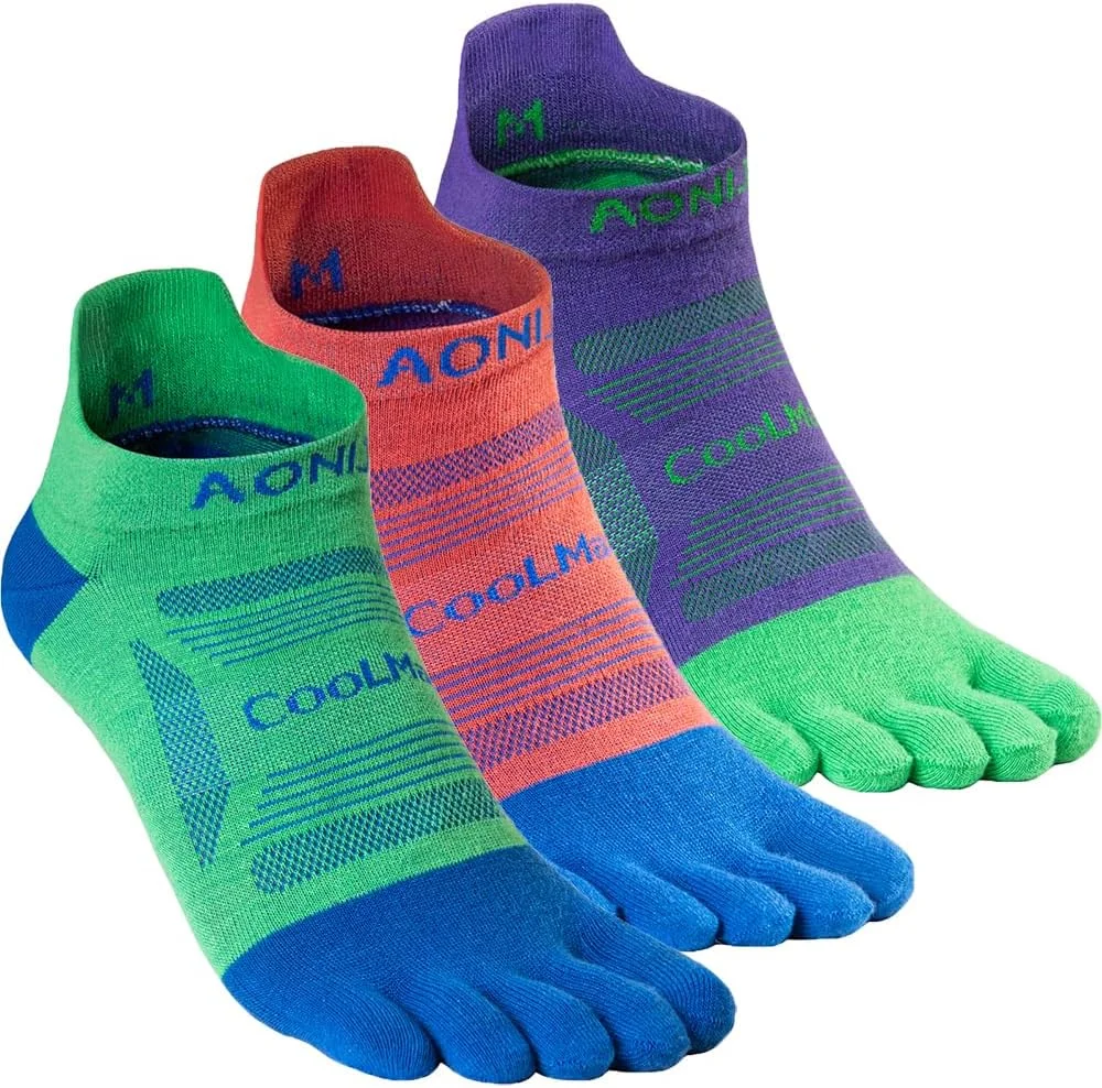 جوراب انگشتی یوگل، تنفسی، Coolmax، مناسب دویدن و ورزش، ضد تاول، جذب کننده عرق، زود خشک شونده