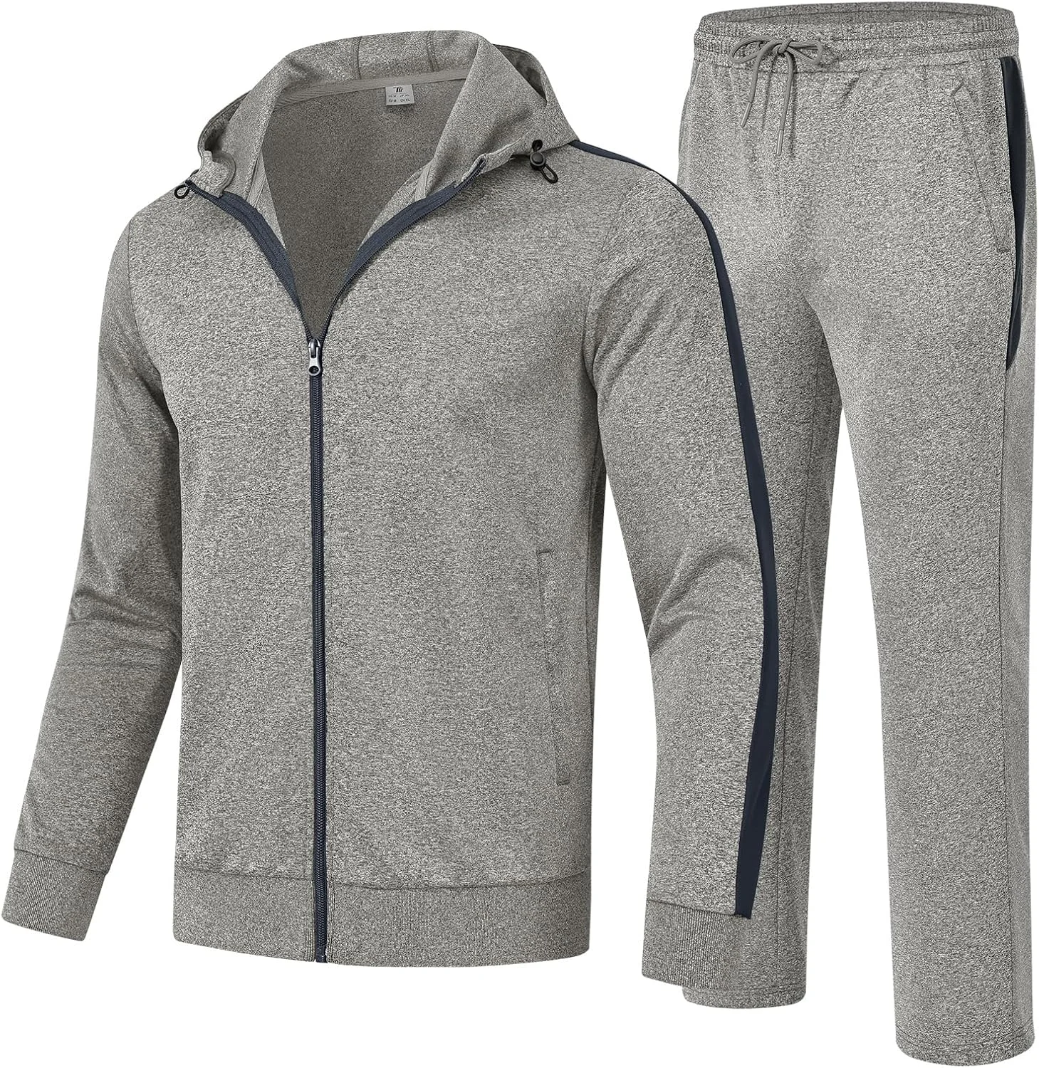 ست لباس ورزشی مردانه YSENTO، ست 2 تکه، مناسب دویدن، گرم کردن، دارای 4 جیب زیپدار ست لباس ورزشی مردانه YSENTO، ست 2 تکه، مناسب دویدن، گرم کردن، دارای 4 جیب زیپدار