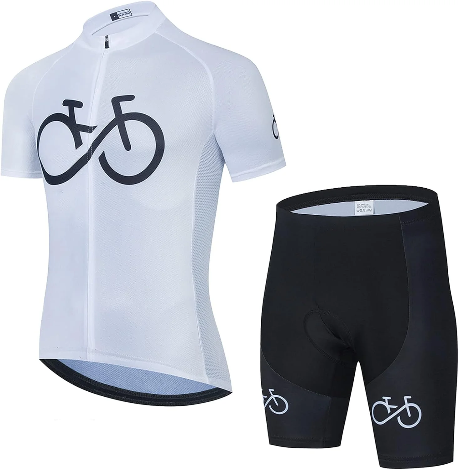 ست پیراهن و شورت دوچرخه سواری مردانه آستین کوتاه تابستانی، لباس دوچرخه سواری فشرده تنفسی، پیراهن آستین کوتاه و شورت پیشبند با پد ژله ای 19D ست پیراهن و شورت دوچرخه سواری مردانه آستین کوتاه تابستانی، لباس دوچرخه سواری فشرده تنفسی، پیراهن آستین کوتاه و شورت پیشبند با پد ژله ای 19D
