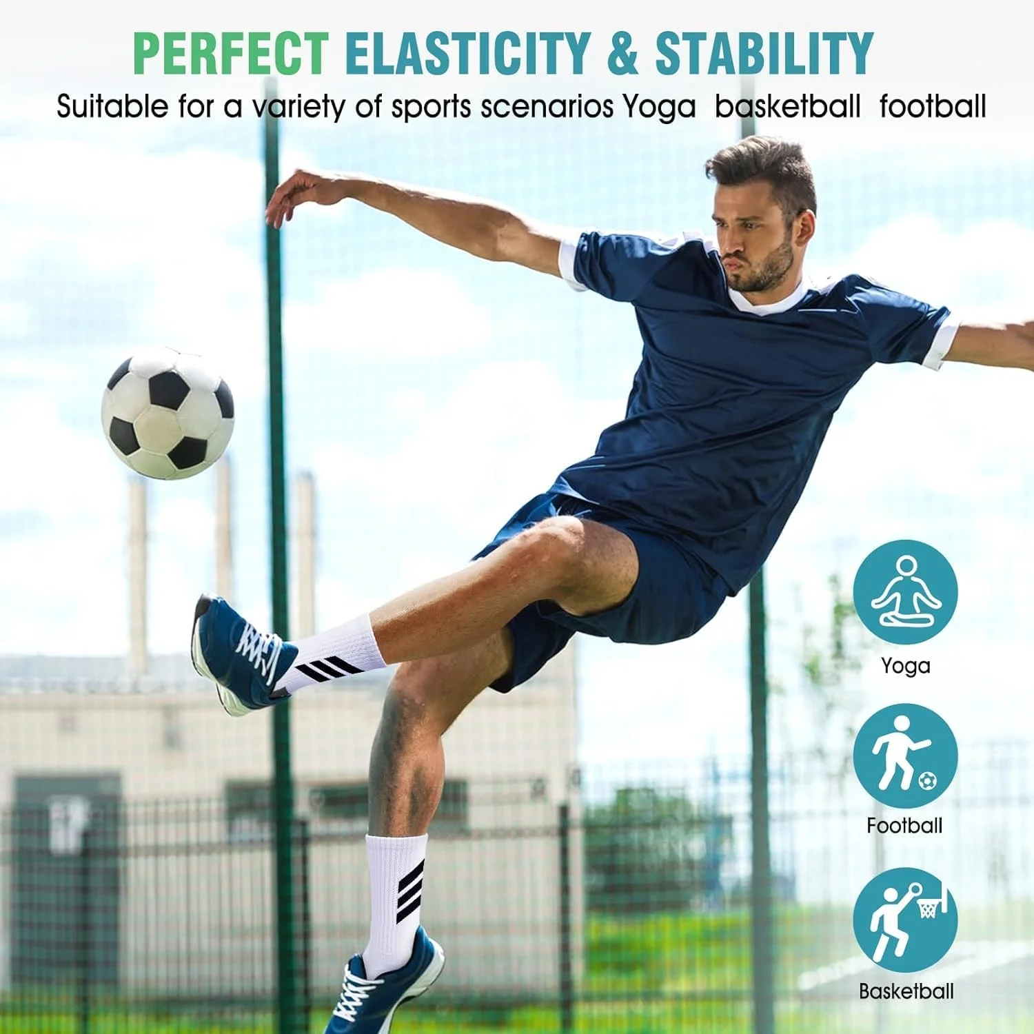 جورابهای ورزشی مردانه، 2 جفت جوراب ضد لغزش برای فوتبال، بسکتبال، دویدن، جورابهای تنفسی با پدهای لاستیکی جورابهای ورزشی مردانه، 2 جفت جوراب ضد لغزش برای فوتبال، بسکتبال، دویدن، جورابهای تنفسی با پدهای لاستیکی
