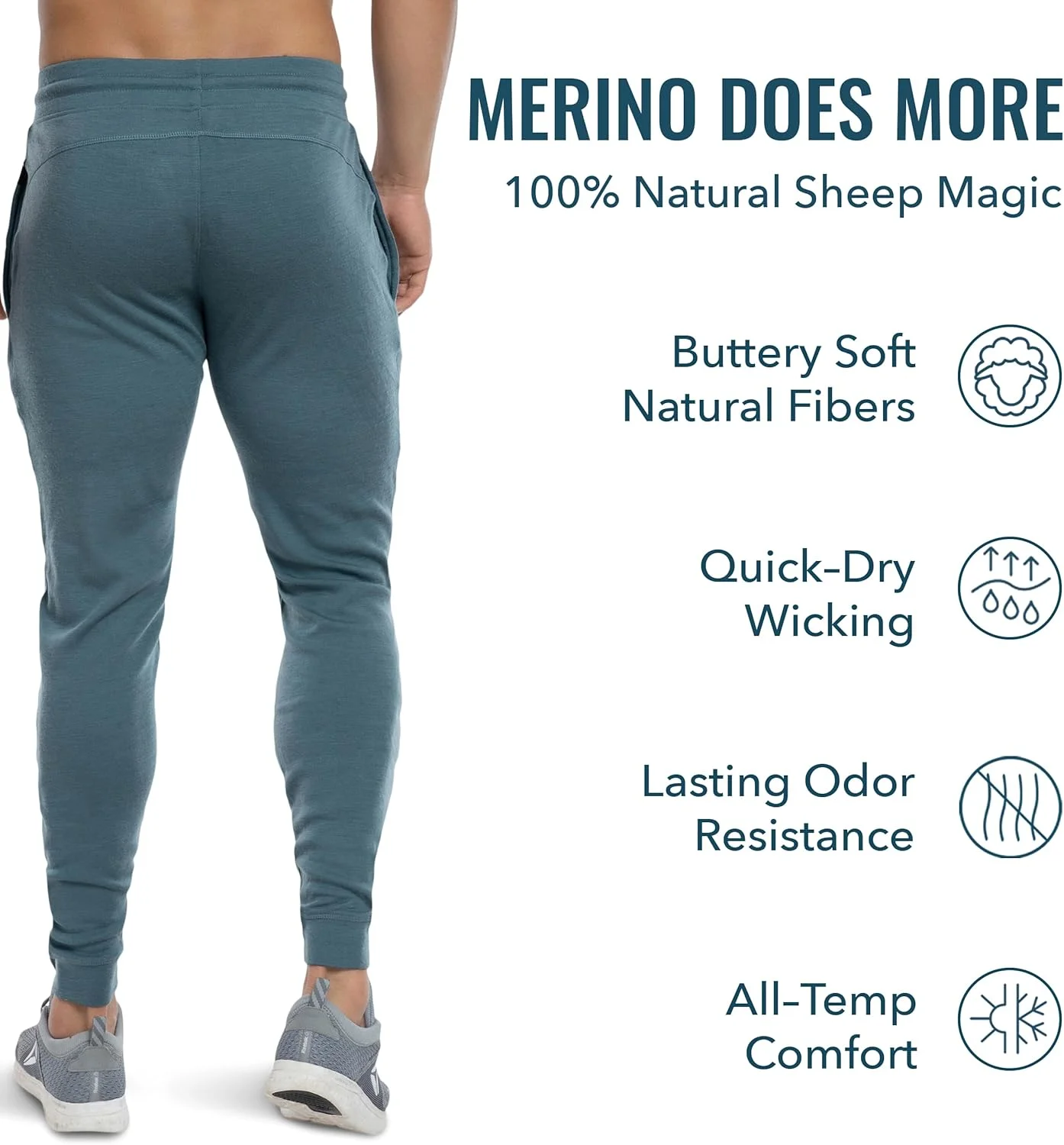 شلوار جاگر مردانه پشمی - تنفس پذیر، ضد بو و رطوبت گیر