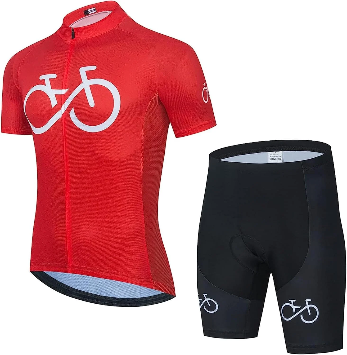 ست لباس دوچرخه سواری فروشگاه سفید، ست پیراهن دوچرخه سواری لباس فرم MTB لباس دوچرخه سواری خشک شونده سریع لباس مردانه پیراهن دوچرخه سواری (رنگ: قرمز-XXL)