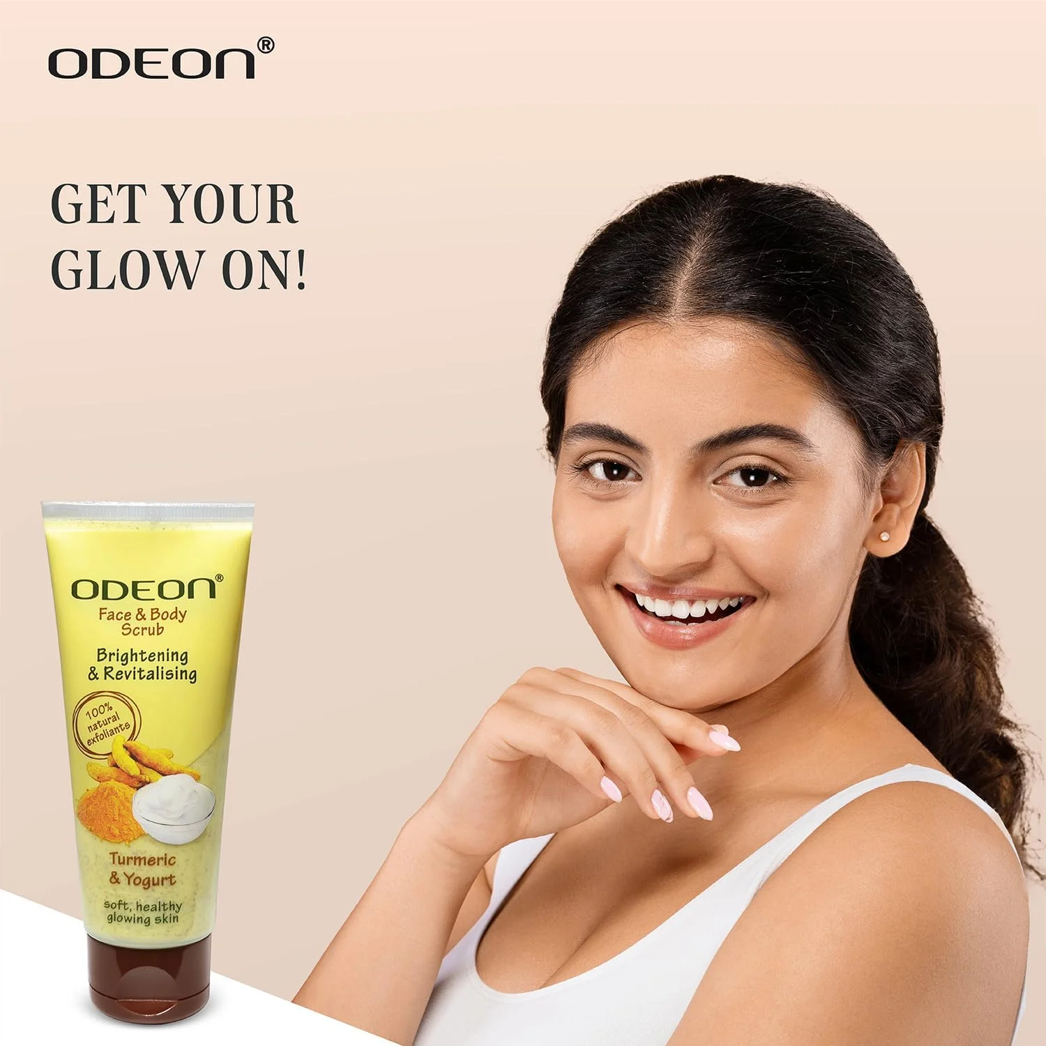 اسکراب صورت زردچوبه و ماست اُدئون (100 میلی لیتر) | اسکراب صورت برای پوست روشن و درخشان | اسکراب لایه بردار ملایم | کاهش لکه های تیره و رنگدانه ها | مناسب برای پوست خشک و مختلط
