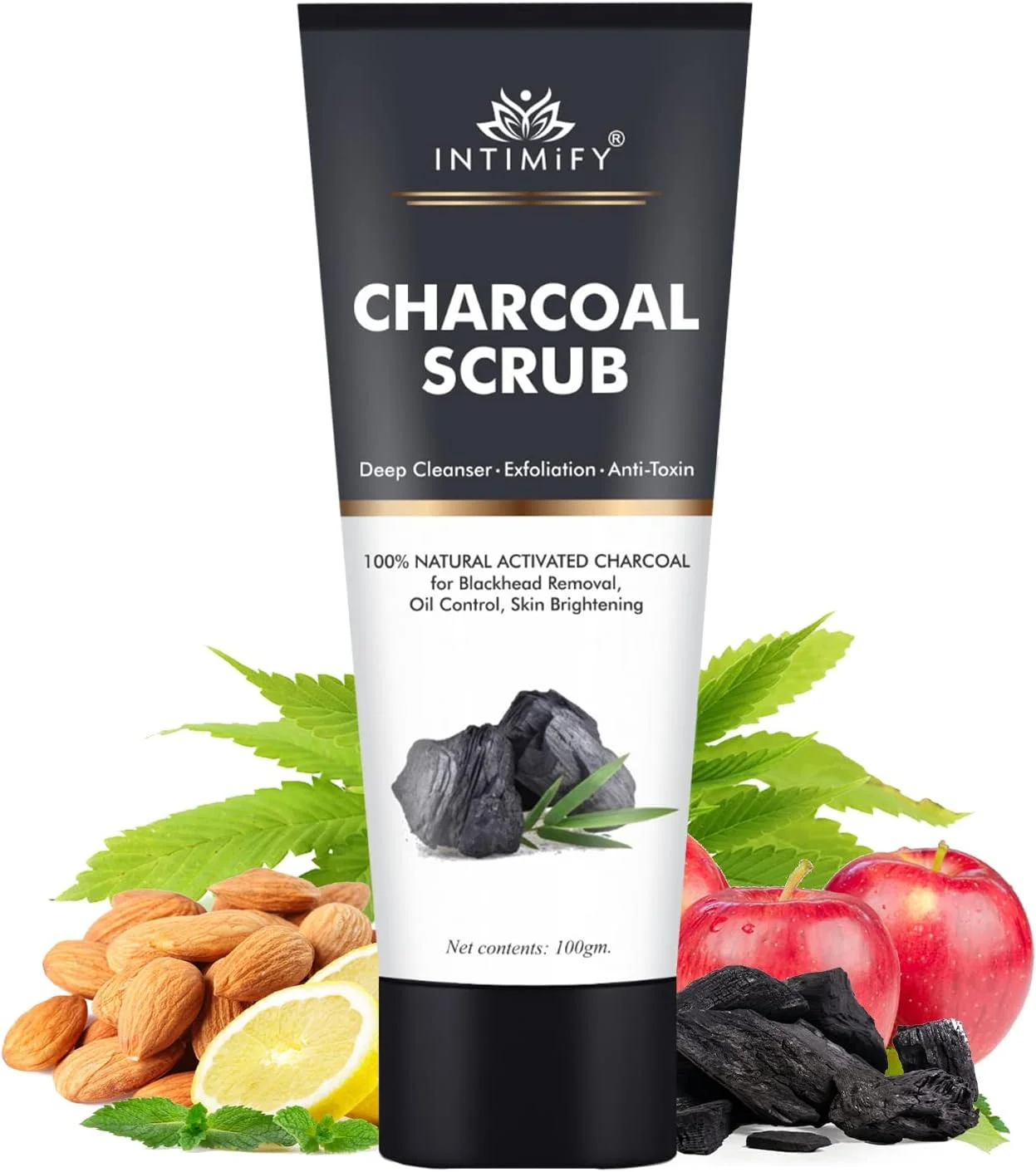 اسکراب صورت زغالی برای آقایان و بانوان، مناسب پوست چرب و درخشان، لایه بردار و از بین برنده جوش های سرسیاه، 100 گرمی (تک عددی)