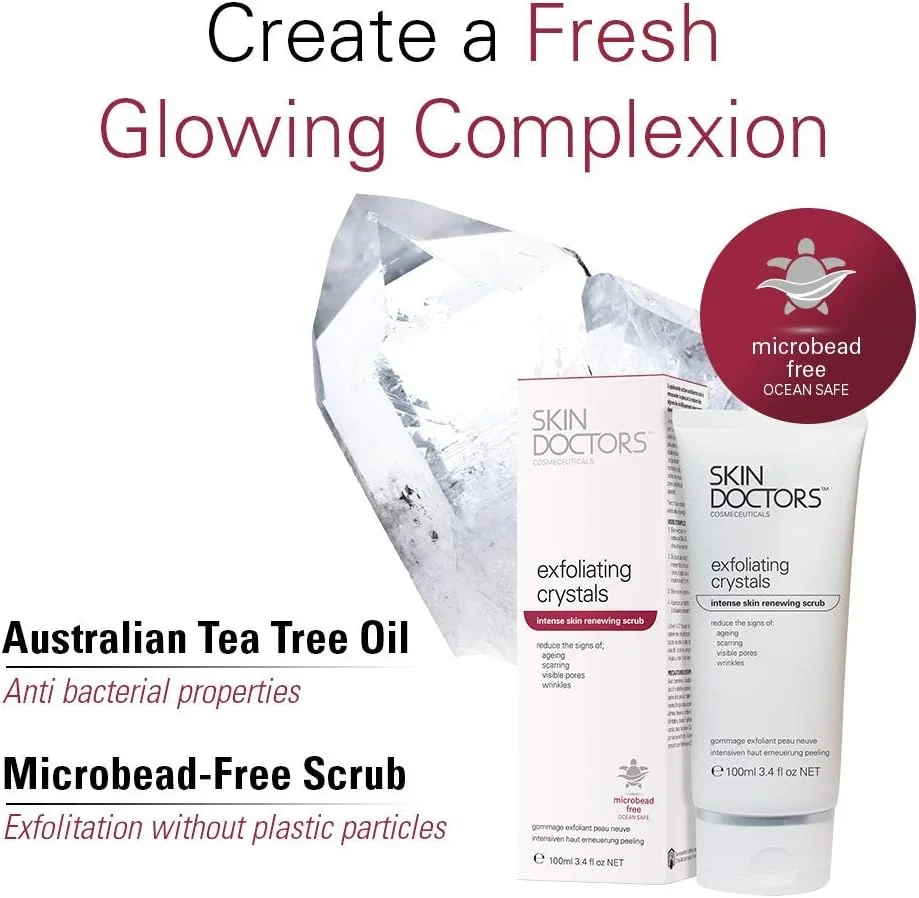 کریستال های لایه بردار پوست Skin Doctors، برای صورت و بدن. به کاهش ظاهر پیری، جای زخم و سایر لکه ها کمک می کند - 100 میلی لیتر