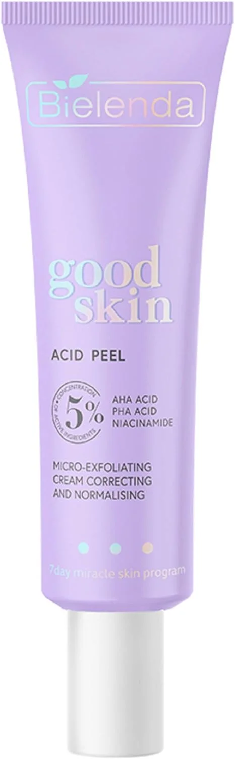 کرم لایه بردار ملایم، اصلاح کننده و نرمال کننده پوست چرب و مختلط Bielenda Good Skin Acid Peel حاوی AHA + PHA و نیاسینامید، 50 میلی لیتر