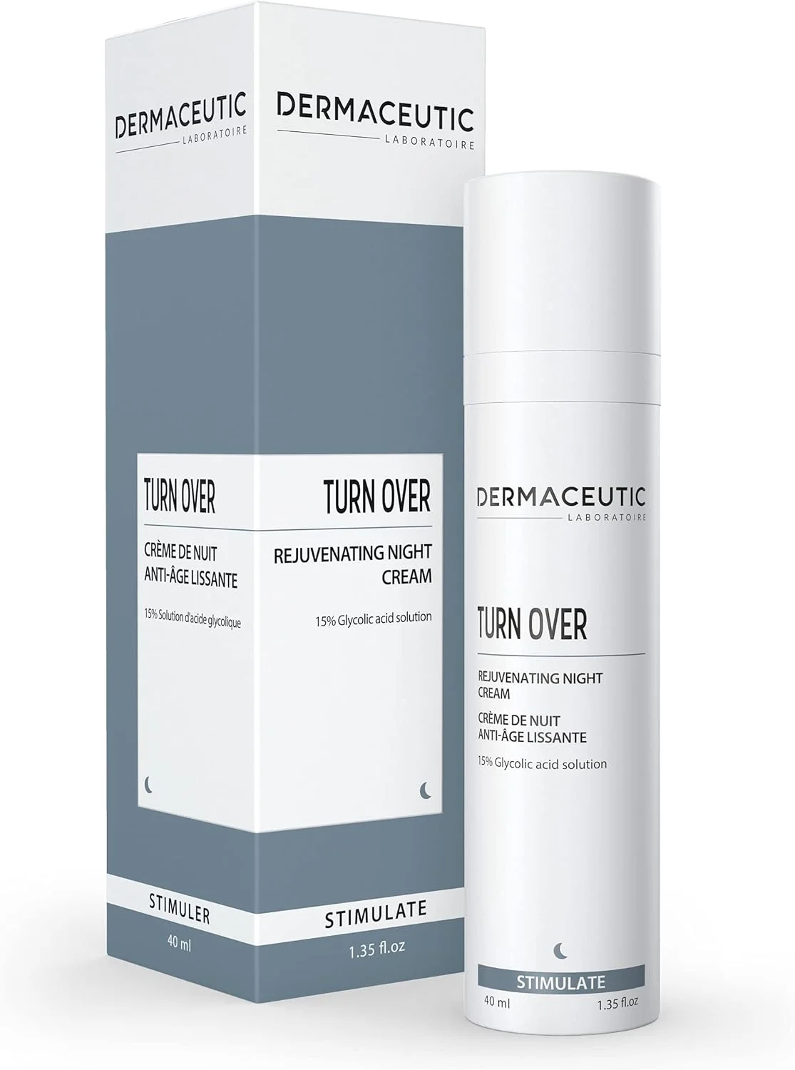 کرم شب جوان کننده درماتیوتیک ترن‌اور - کرم ضد پیری حاوی گلیکولیک اسید - کرم صورت لایه بردار، بازسازی کننده و دفاع کننده در برابر پیری - 40 میلی لیتر