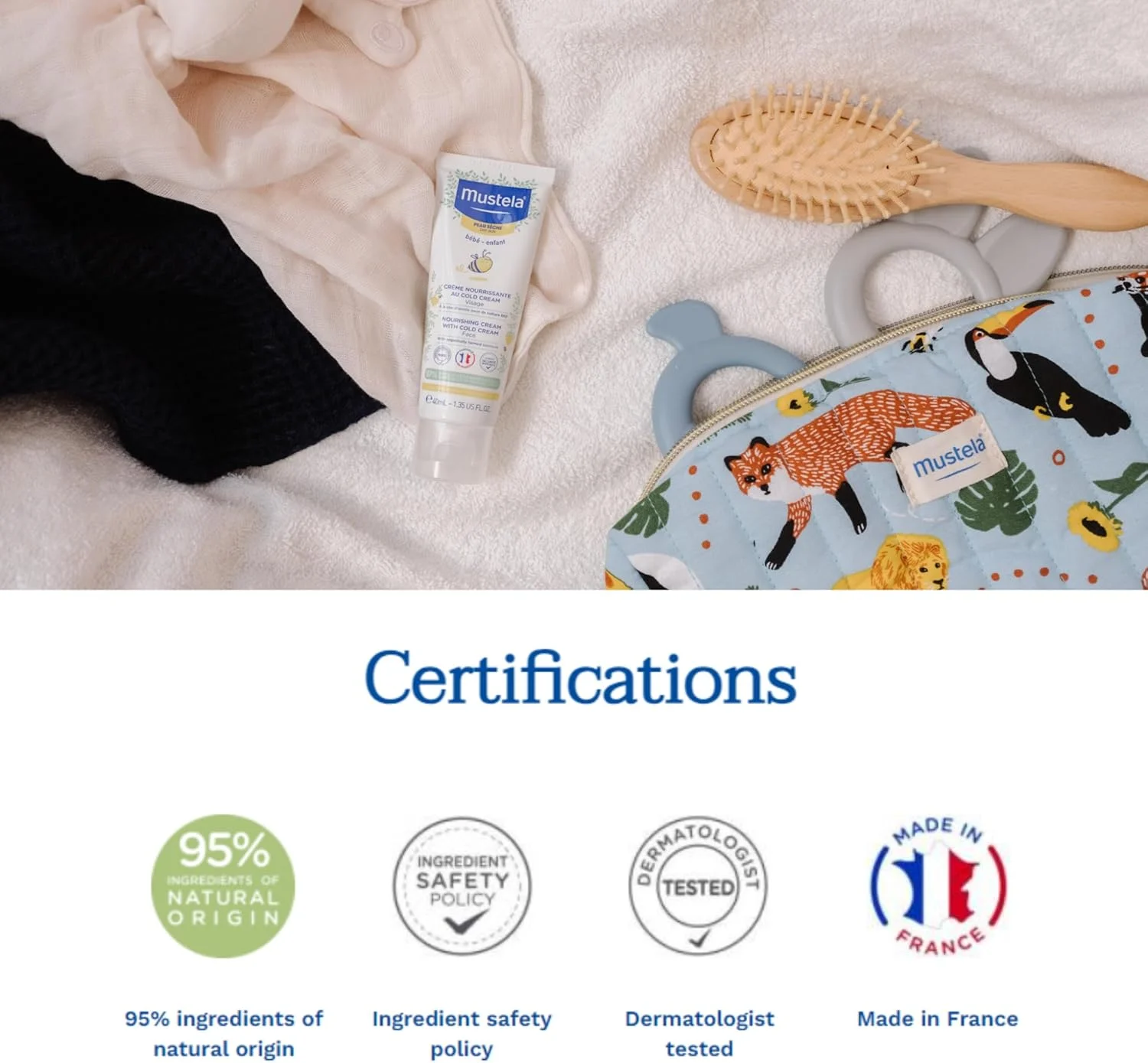 کرم صورت مغذی کودک موستلا - مرطوب کننده روزانه برای پوست خشک - حاوی آووکادو طبیعی، کلد کرم و موم زنبور عسل - 40 میلی لیتر