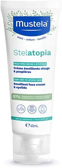 کرم نرم کننده صورت کودک Mustela Stelatopia برای پوست مستعد اگزما - مرطوب کننده صورت با آووکادو طبیعی و روغن آفتابگردان - بدون عطر - 40 میلی لیتر