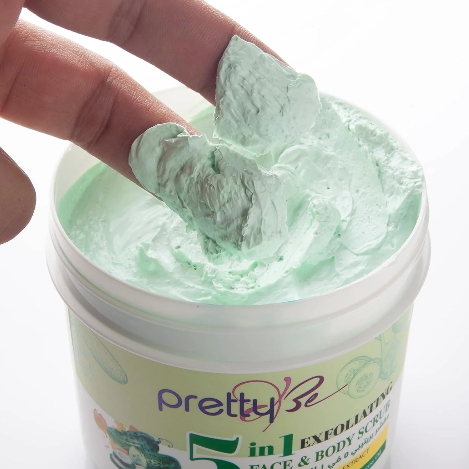 اسکراب لایه بردار صورت و بدن 5 در 1 پریتی بی با عصاره خیار، بهبود رنگ پوست و کاهش چربی اضافی - 550 میلی لیتر
