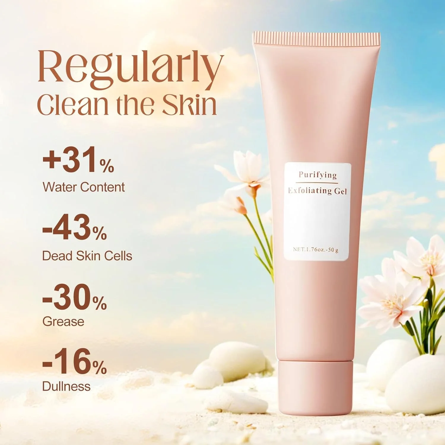 ژل لایه بردار طبیعی، کرم پاک کننده، اسکراب صورت برای بدن و صورت، ژل اسکراب مرطوب کننده مناسب برای انواع پوست (1 عدد)