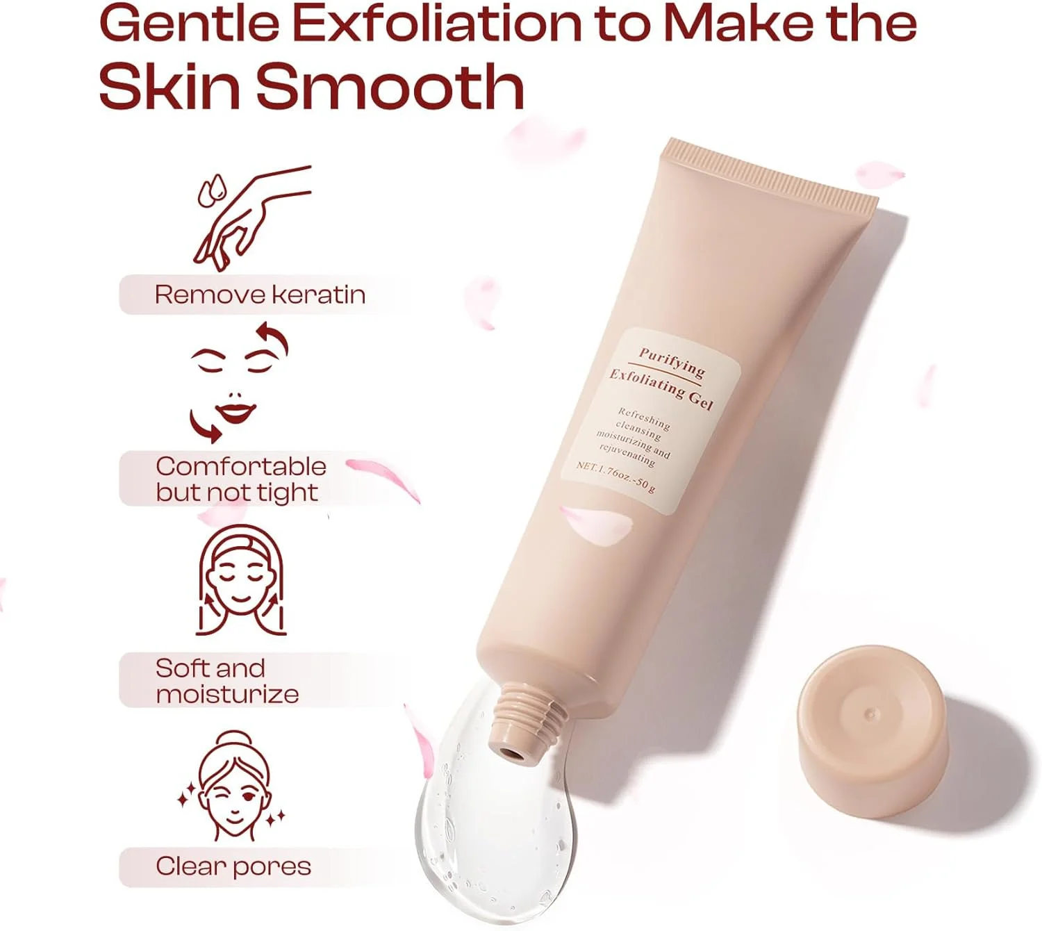 ژل لایه بردار و پاک کننده صورت، ژل لایه بردار ملایم برای صورت، پاک کننده و لایه بردار صورت برای از بین بردن آلودگی و چربی، کوچک کننده منافذ، مناسب برای انواع پوست