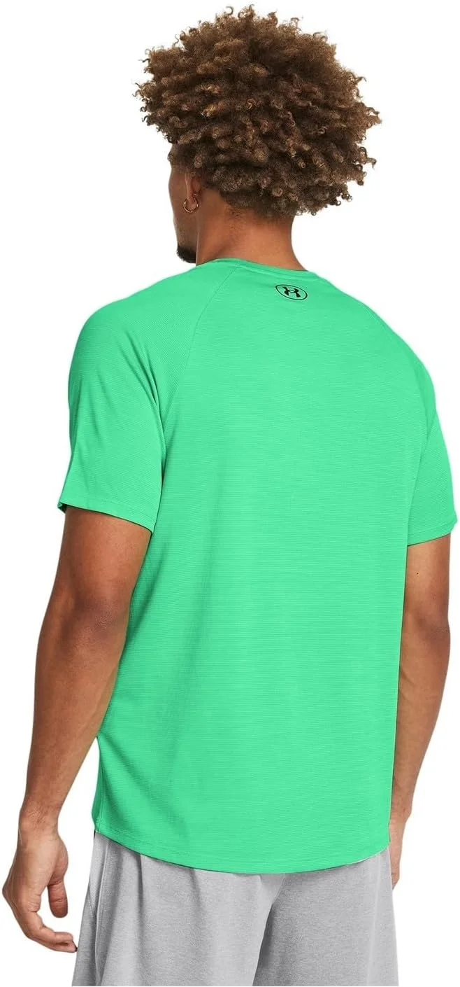 تی شرت آستین کوتاه مردانه آندر آرمور Tech Textured، سبز دودی/مشکی (299)، سایز M