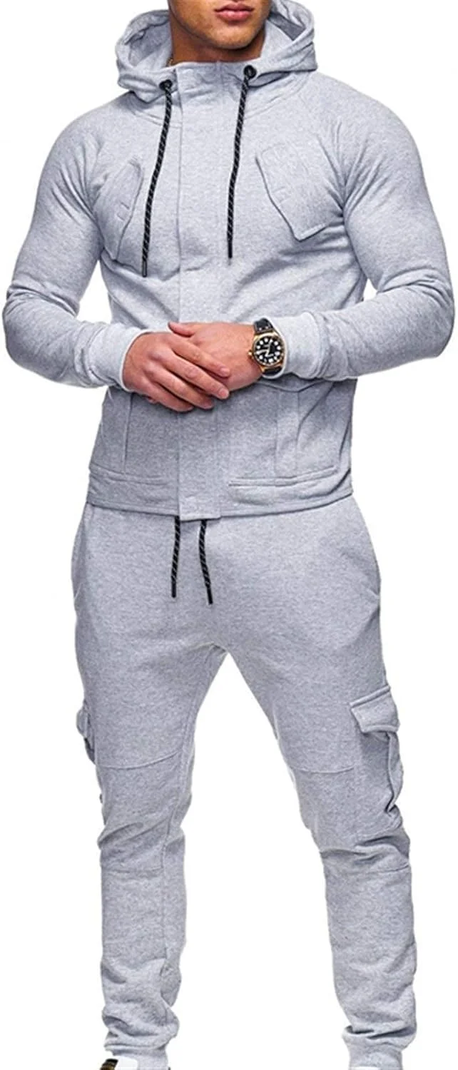 ست گرمکن ورزشی مردانه مدل Zipper رنگ طوسی روشن سایز L