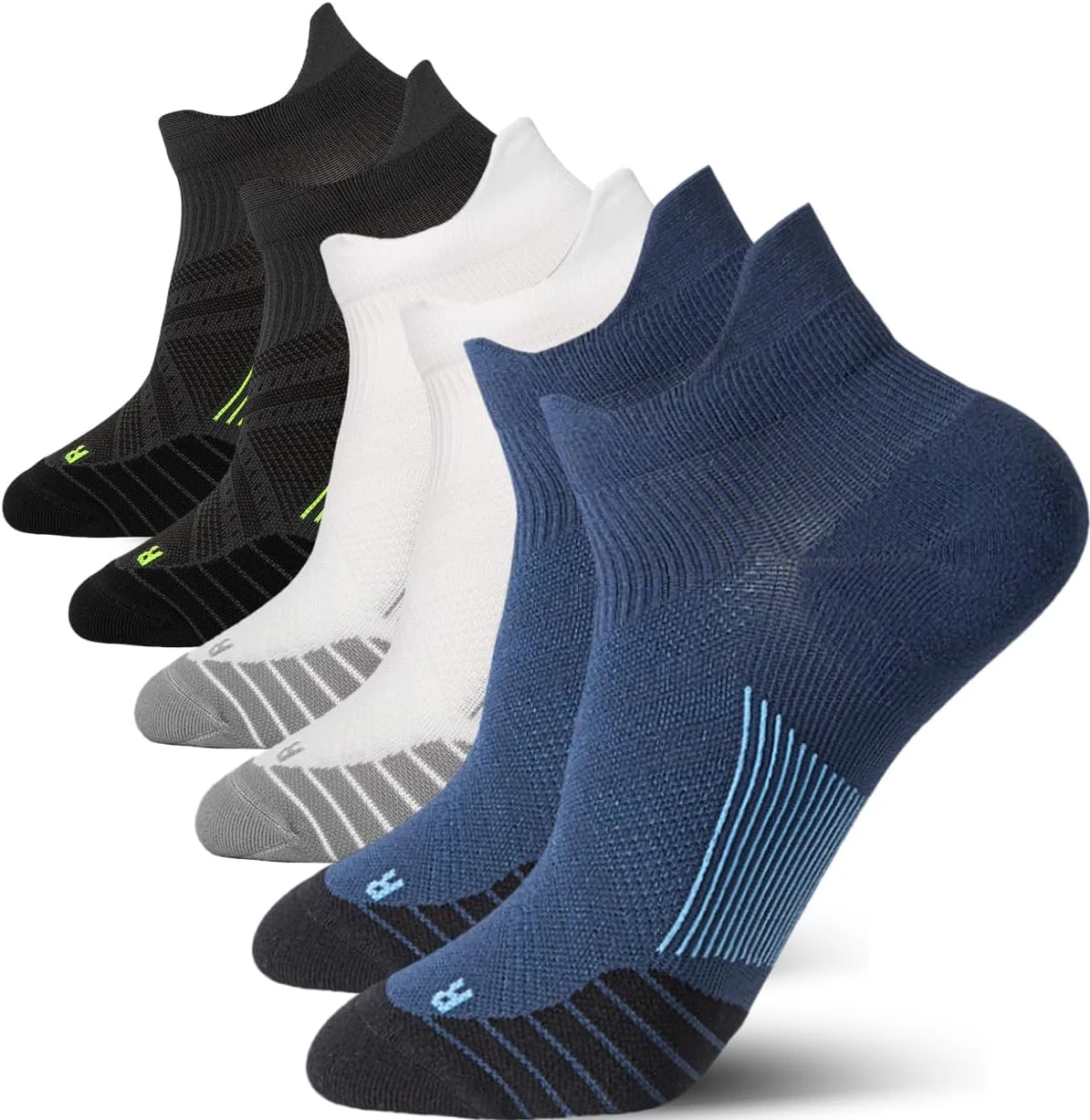 جوراب ورزشی ساق کوتاه فشرده T Tersely، مناسب آقایان و بانوان - جوراب مچی ورزشی برای گردش خون و ریکاوری - جوراب فوق‌العاده برای دوندگان، رنگ مشکی، آبی، مشکی