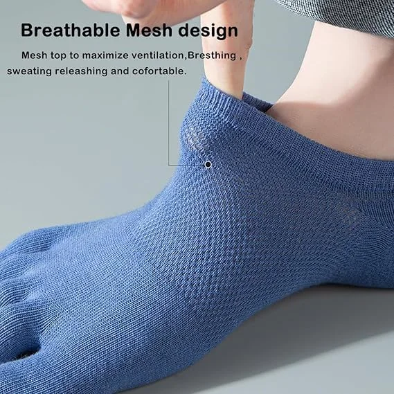 جوراب انگشتی تاوزیک، جوراب های بدون نمایش پنج انگشتی، 4 جفت جوراب ورزشی برای مردان و زنان، جوراب های انگشتی ورزشی، جوراب های انگشتی ساق کوتاه برای دویدن و ورزش، آبی خاکستری سفید مشکی
