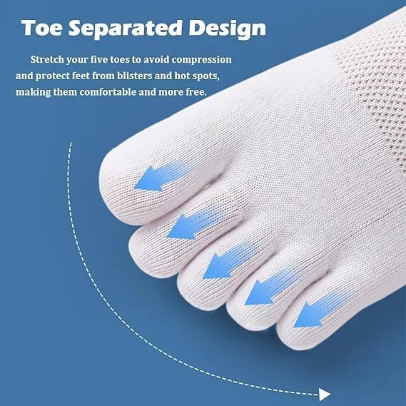 جوراب انگشتی تاوزیک، جوراب های بدون نمایش پنج انگشتی، 4 جفت جوراب ورزشی برای مردان و زنان، جوراب های انگشتی ورزشی، جوراب های انگشتی ساق کوتاه برای دویدن و ورزش، آبی خاکستری سفید مشکی