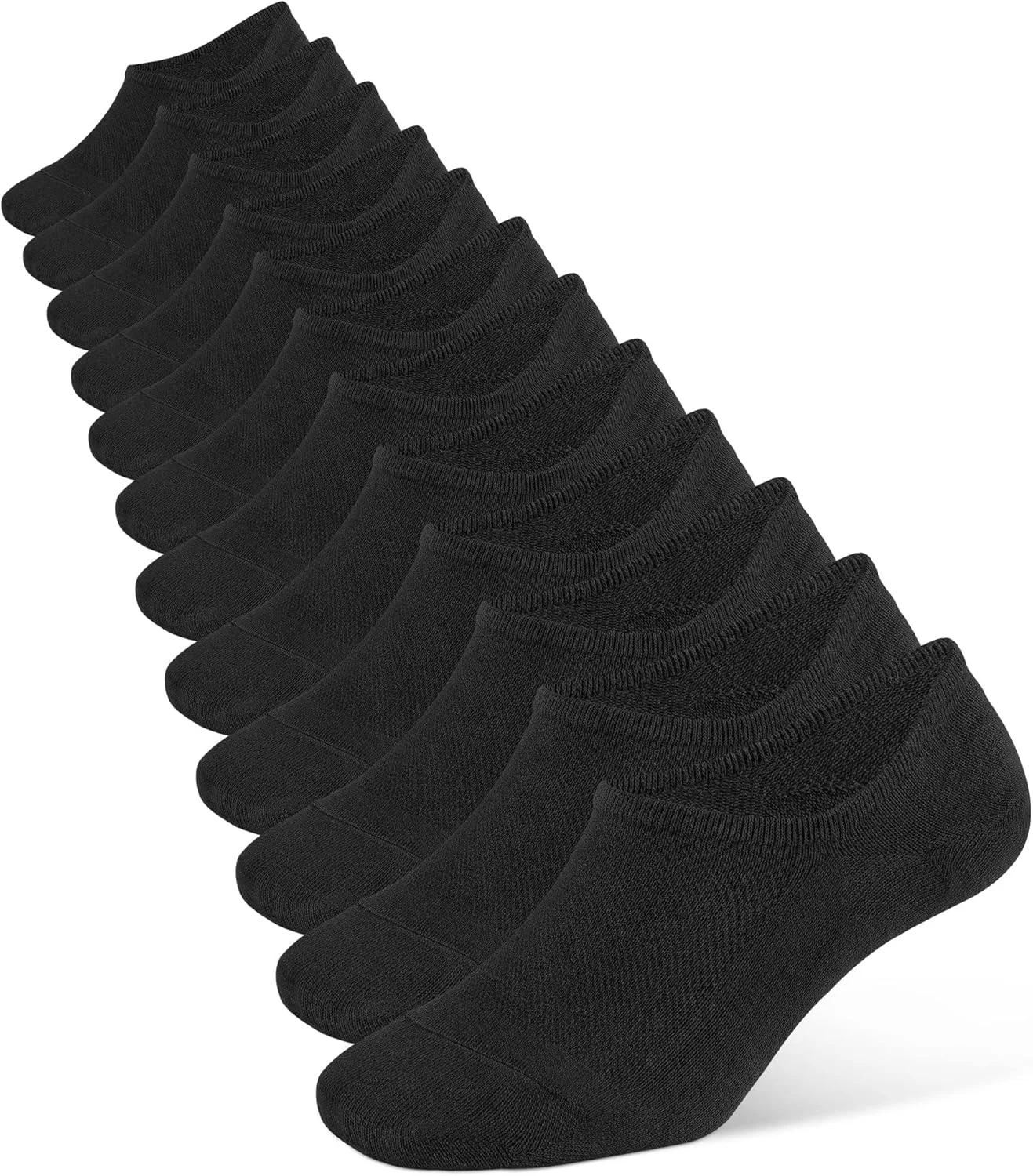 جوراب مچی مردانه سیوسی - جوراب ورزشی نخی ضد لغزش، جوراب مچی نامرئی، جوراب کوتاه مردانه (6 جفت) - مشکی - M