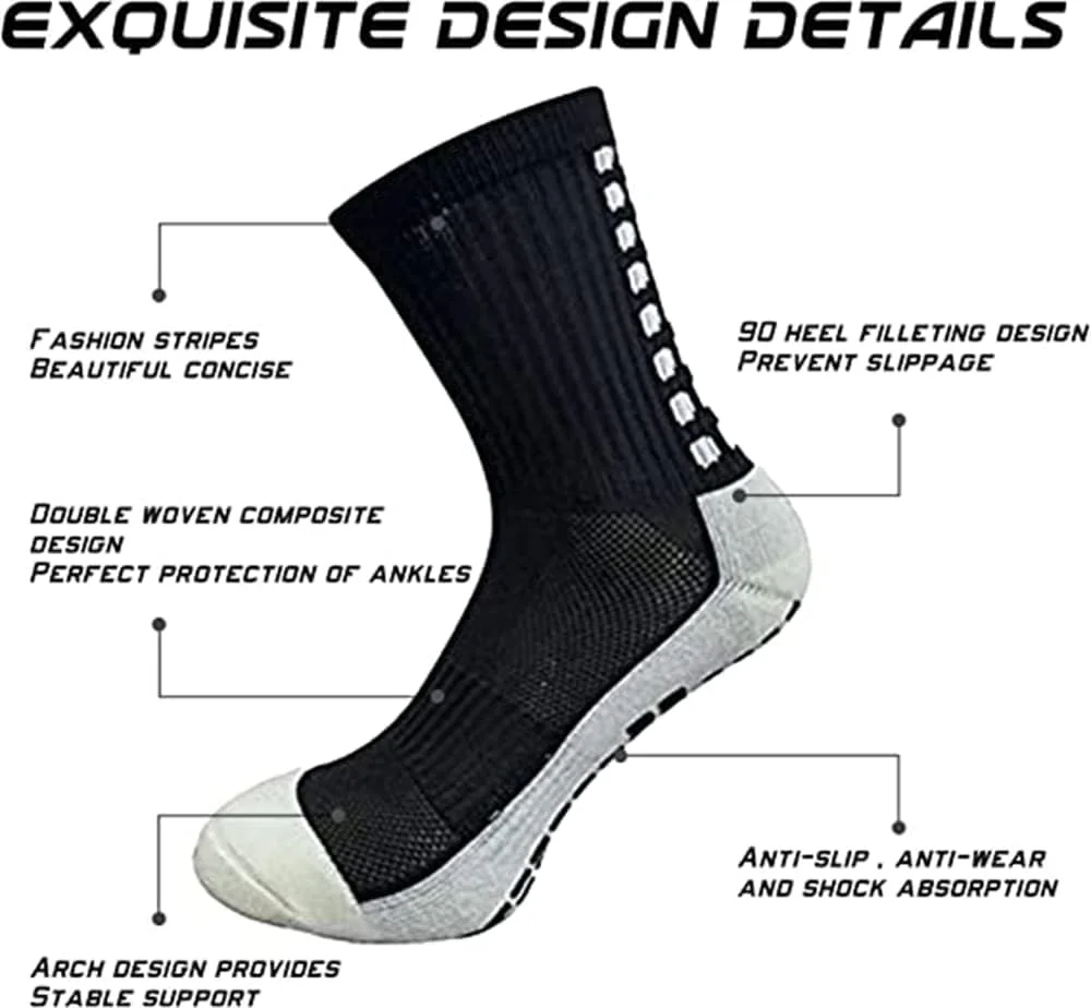 جوراب ورزشی ضد لغزش 4 عددی SYOSI، جوراب های ورزشی تنفسی و راحت برای فوتبال، بسکتبال، هاکی با نقاط لاستیکی، مناسب برای آقایان و بانوان