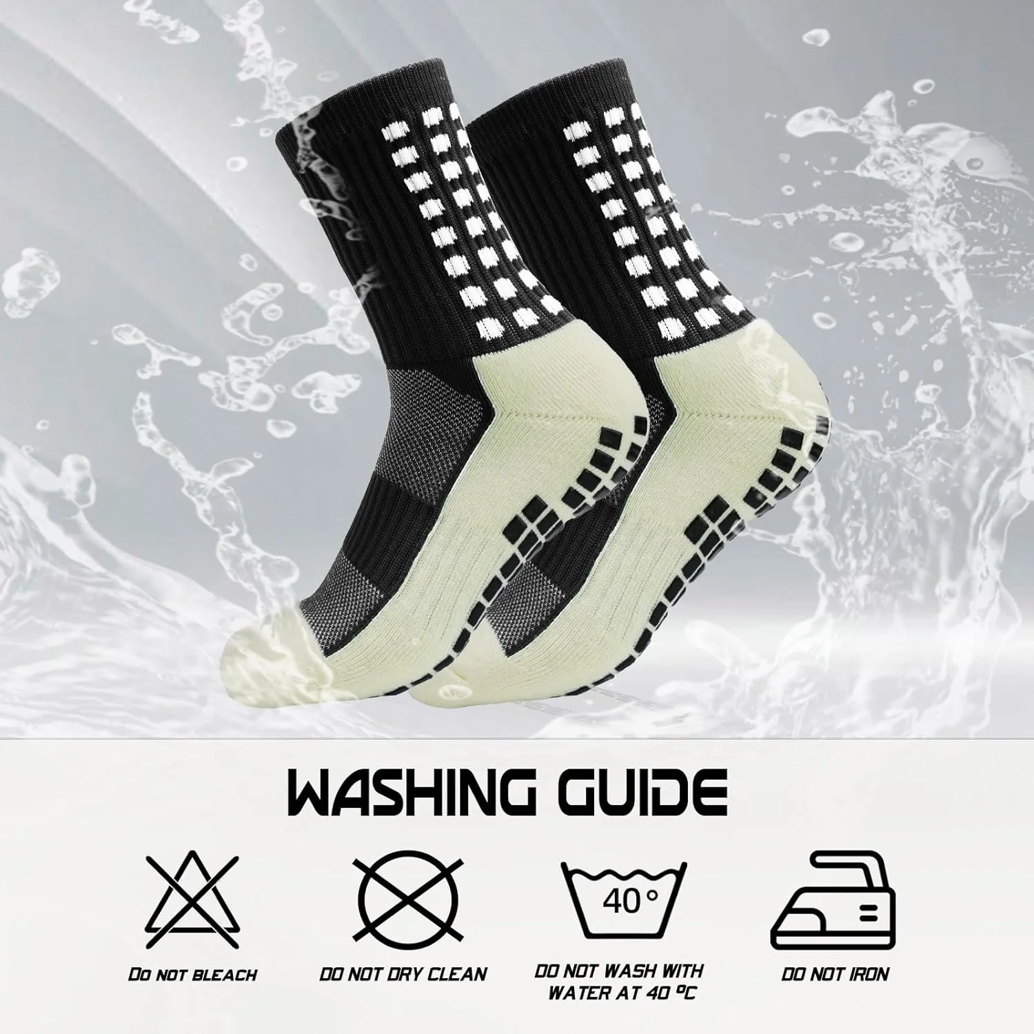 جوراب ورزشی ضد لغزش ۴ عددی سیوسی، جوراب های ورزشی تنفسی و راحت برای فوتبال، بسکتبال، هاکی با نقاط لاستیکی برای مردان و زنان (مشکی)