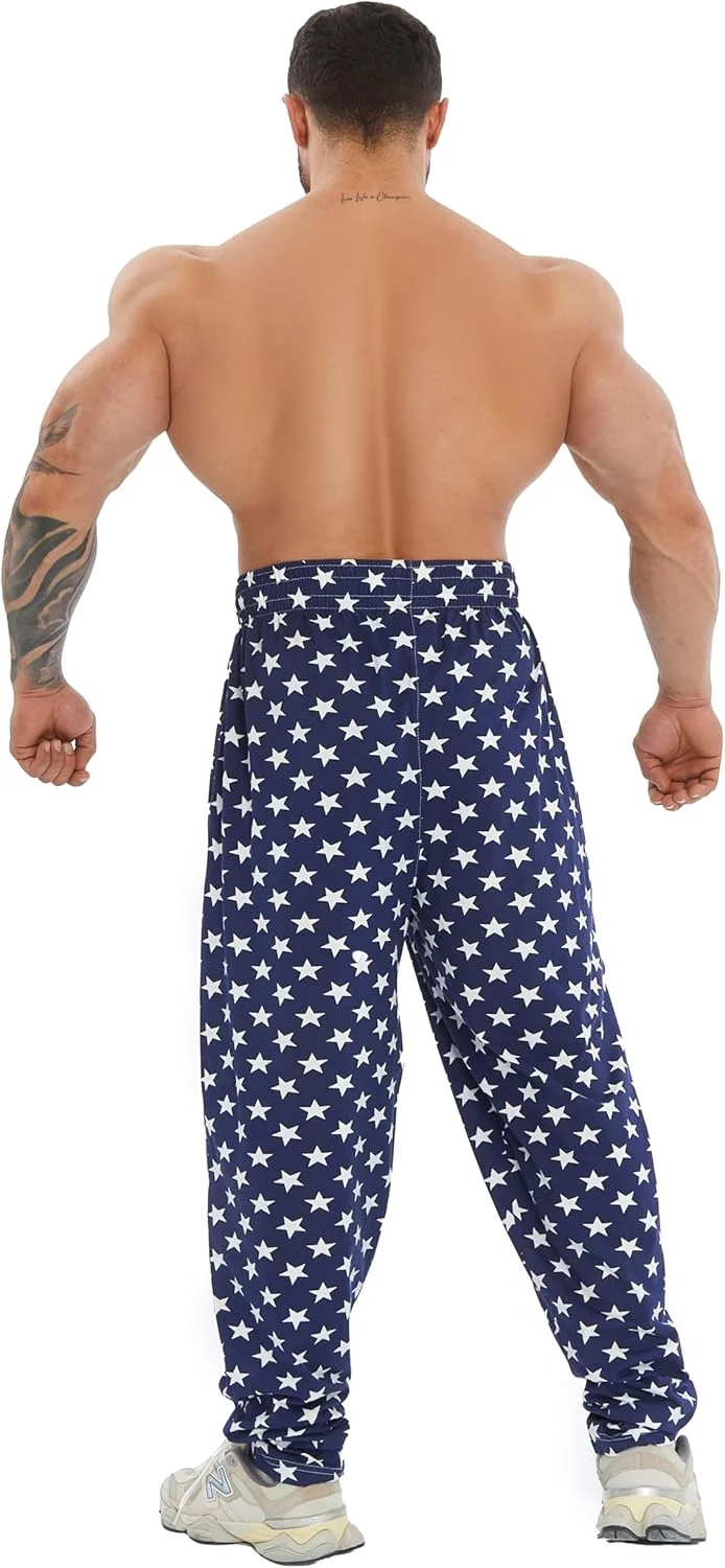 شلوار ورزشی مردانه با جیب | شلوار پنبه ای راحت مناسب تمرین (طرح ستاره ای، سایز XXXL)