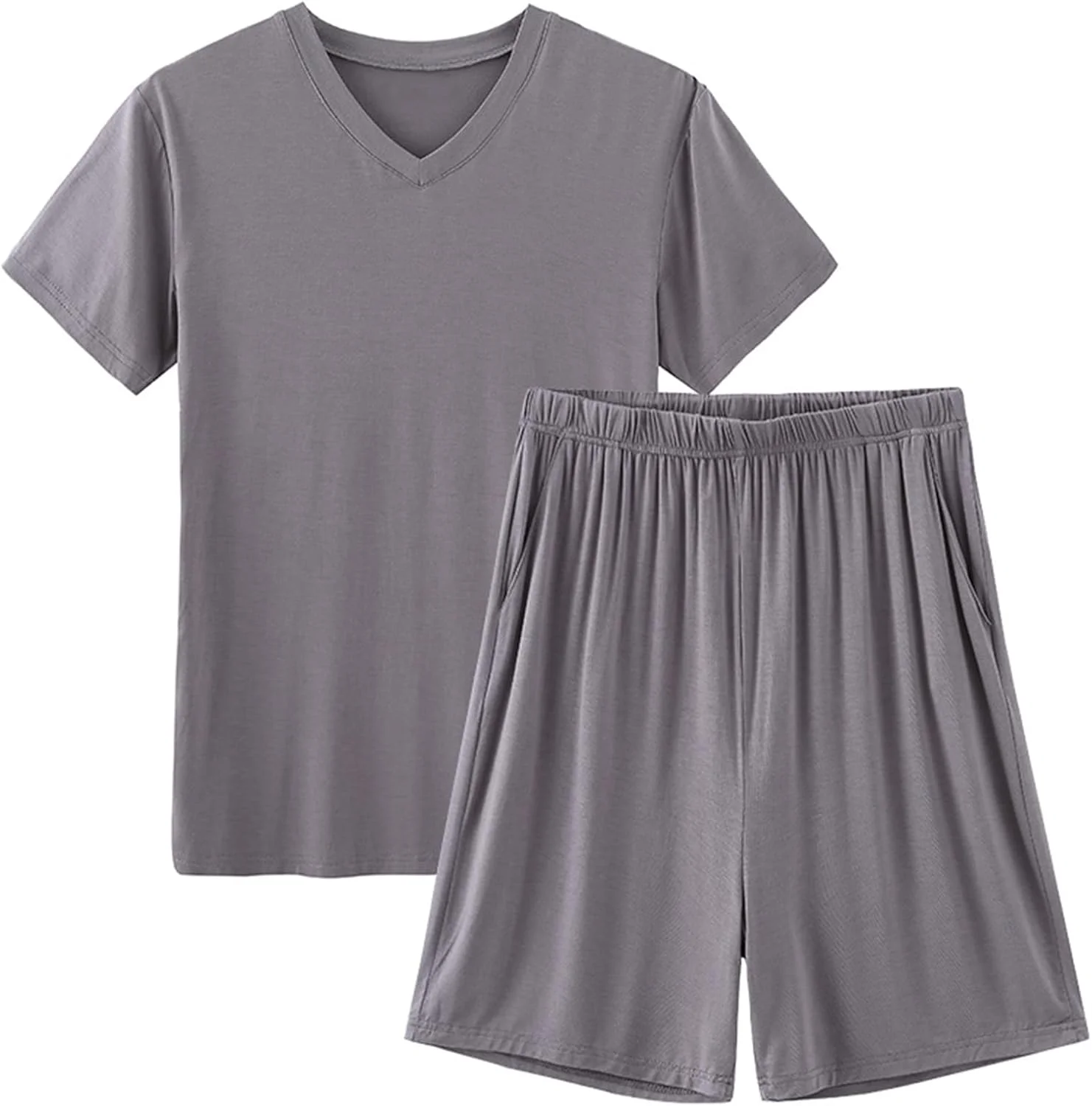 ست تی‌شرت آستین کوتاه و شلوارک مردانه، مناسب فصل تابستان، ست‌های کتان، مدل کلاسیک، مناسب ورزش و استفاده روزمره - سایز XXL