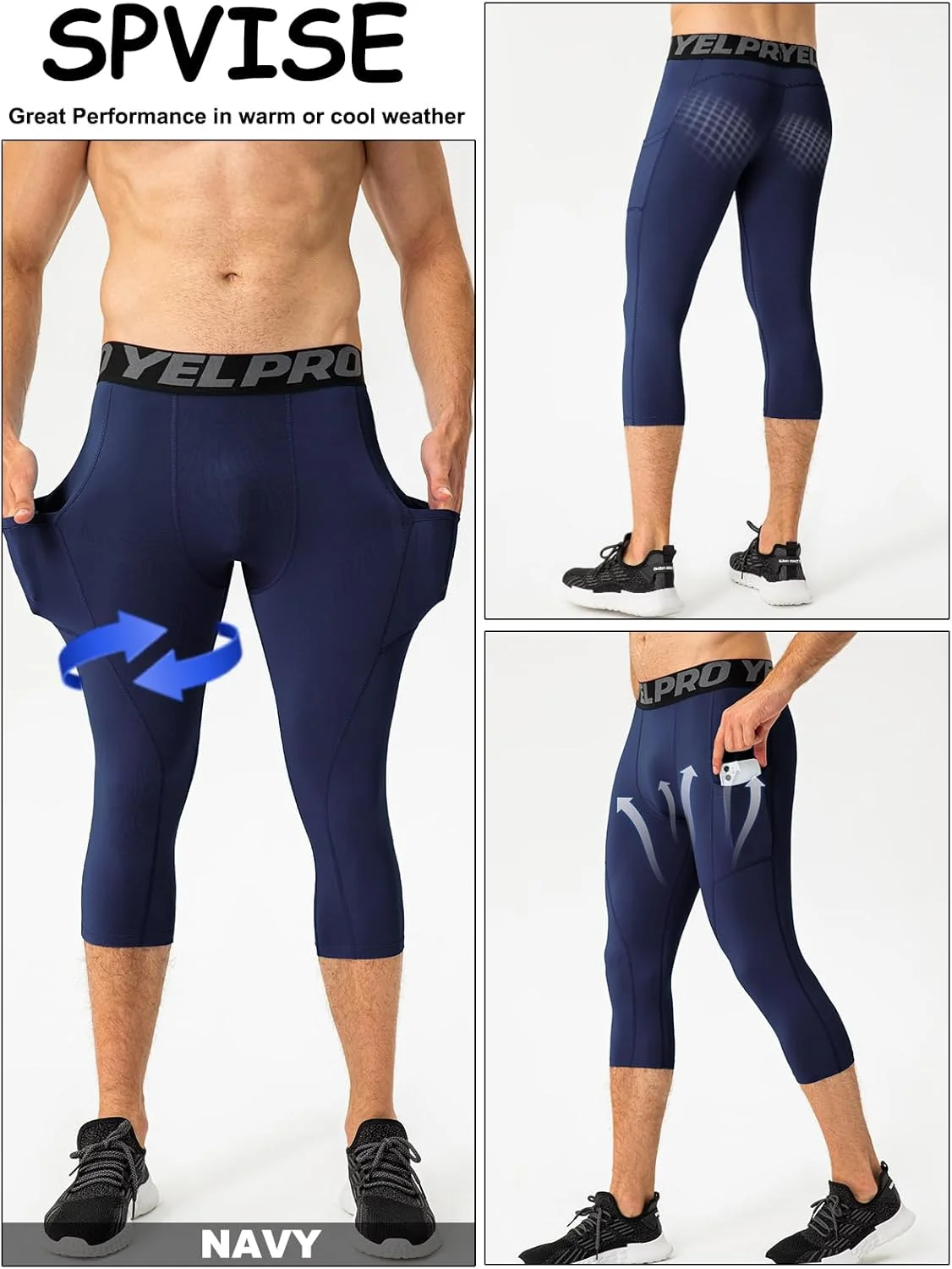 شلوارک ورزشی مردانه SPVISE با قابلیت فشاری و تنفس‌پذیری