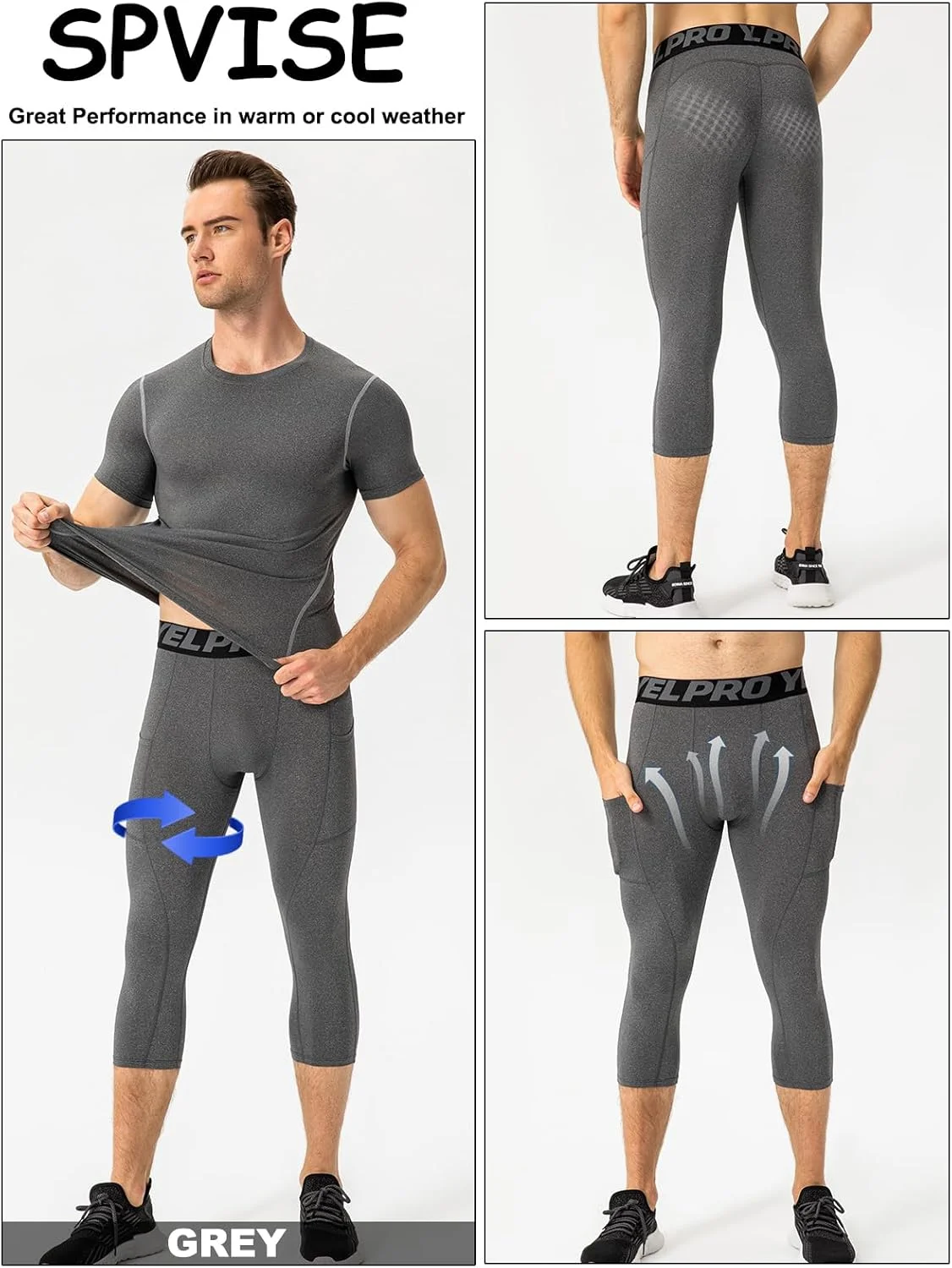 شلوارک ورزشی مردانه SPVISE با قابلیت فشاری و تنفس‌پذیری